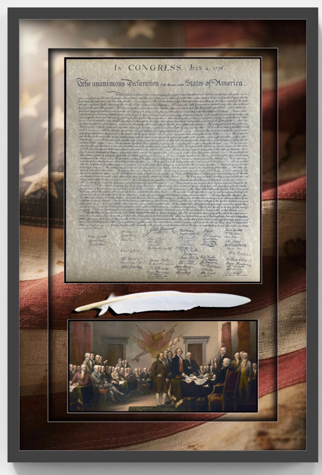 Declaration of Independence with replica quill