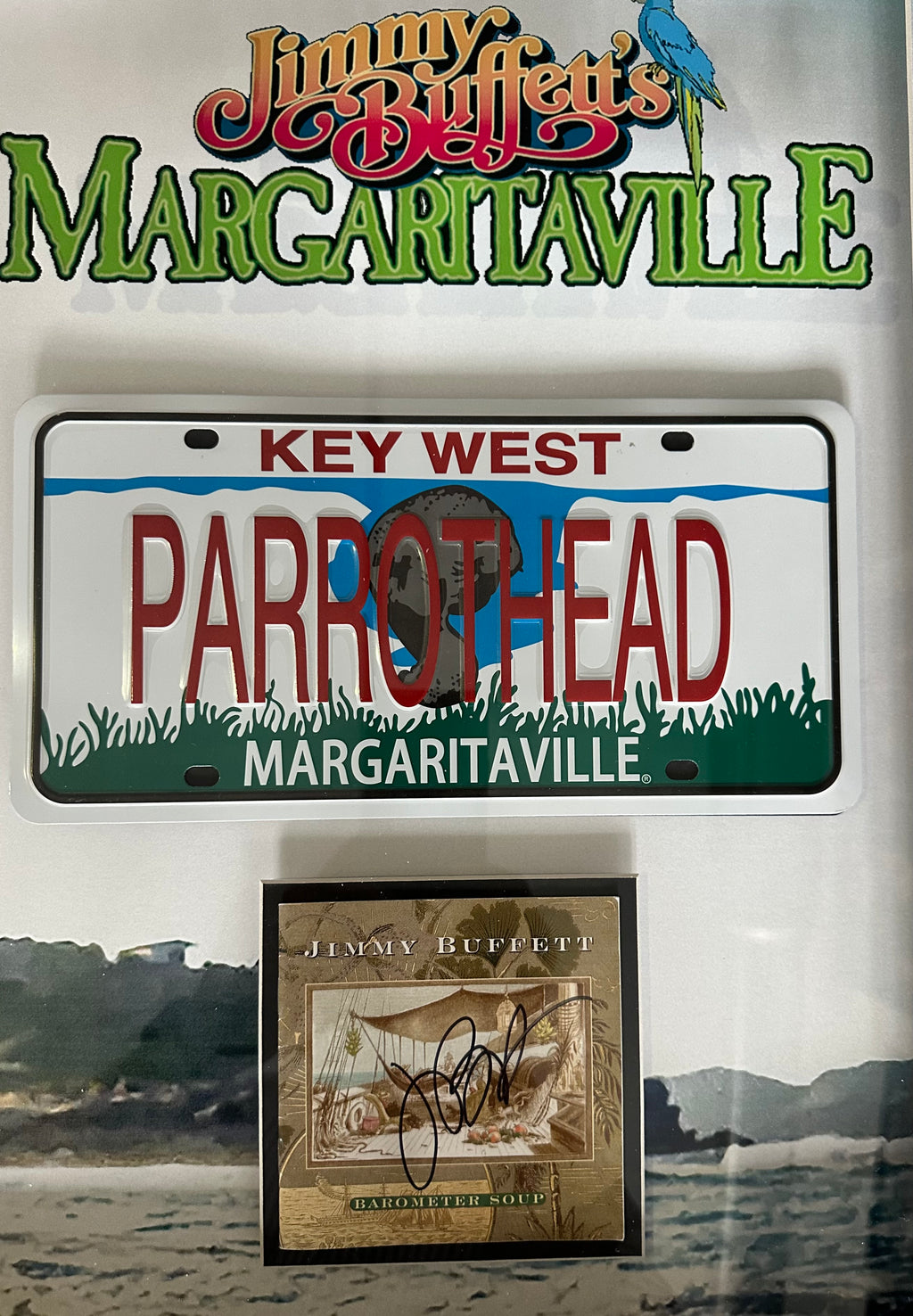 Jimmy Buffet autographed CD insert with license plate