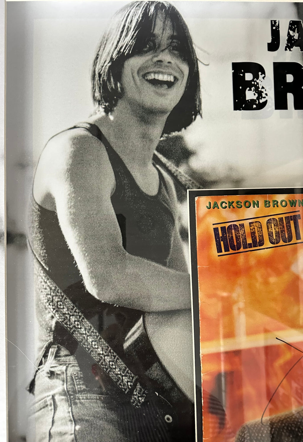 Jackson Brown autographed "Hold Out" album cover
