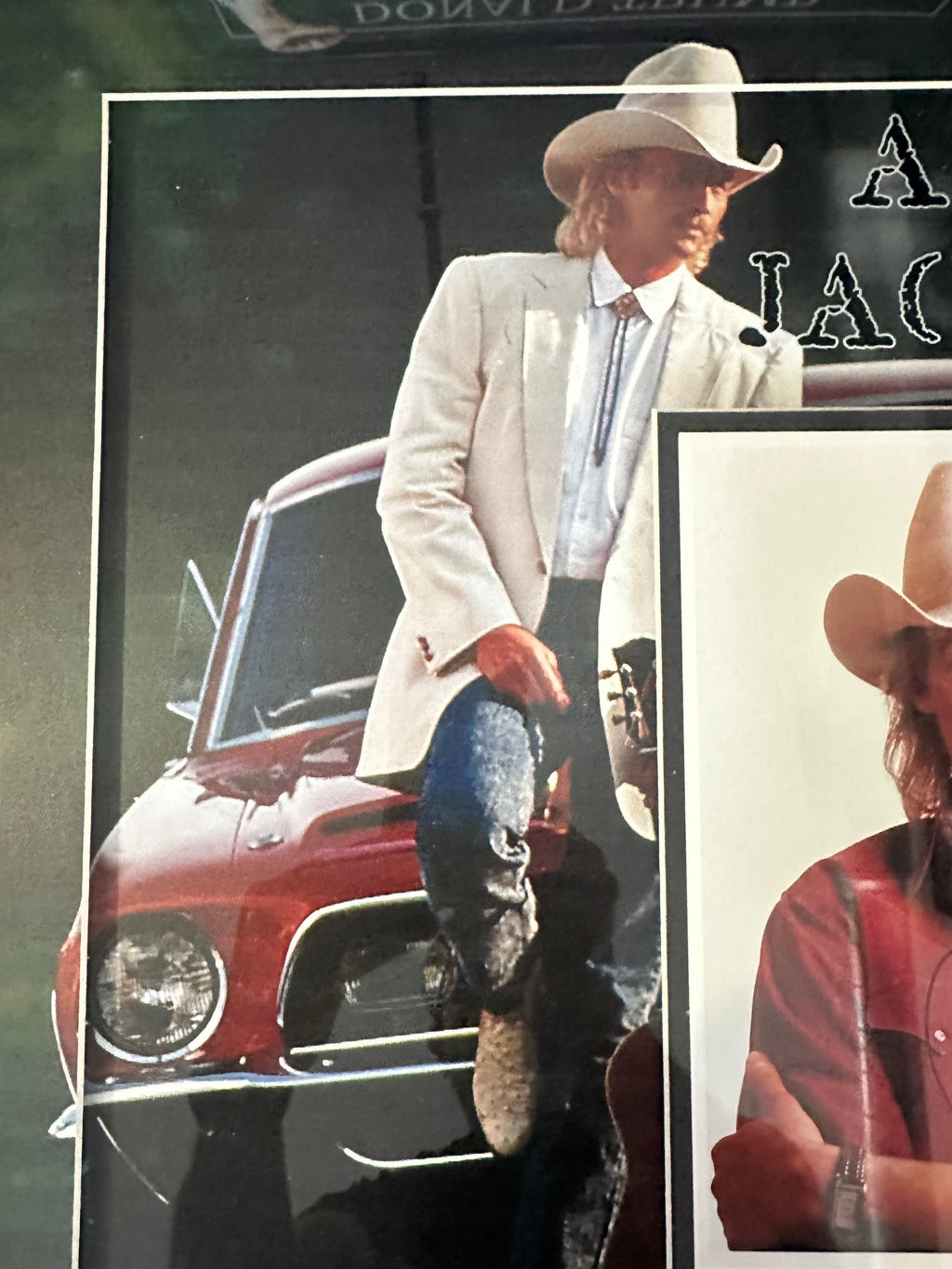 Alan Jackson autographed 8x10 photo and image of him sitting on hood of his mustang