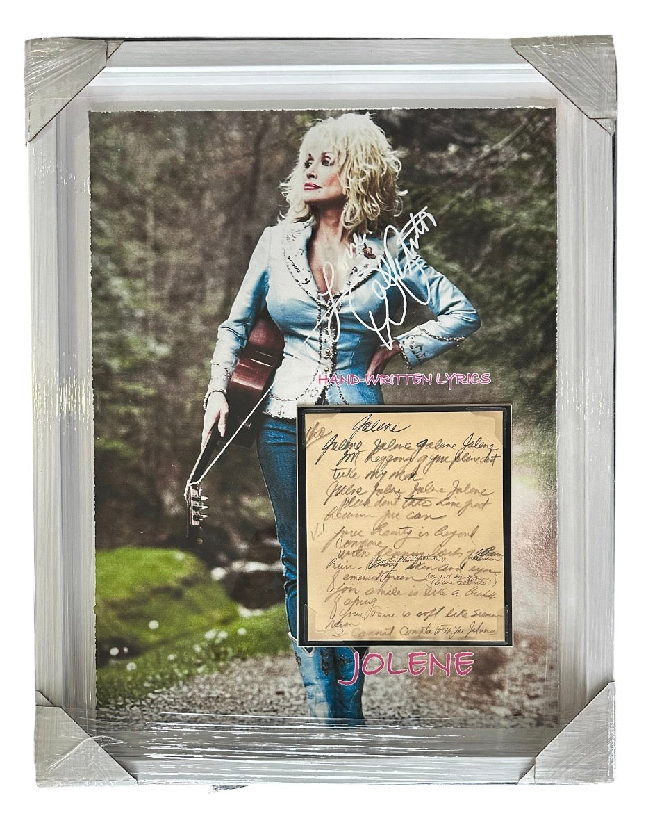 Dolly Parton with Hand-Written Jolene lyrics