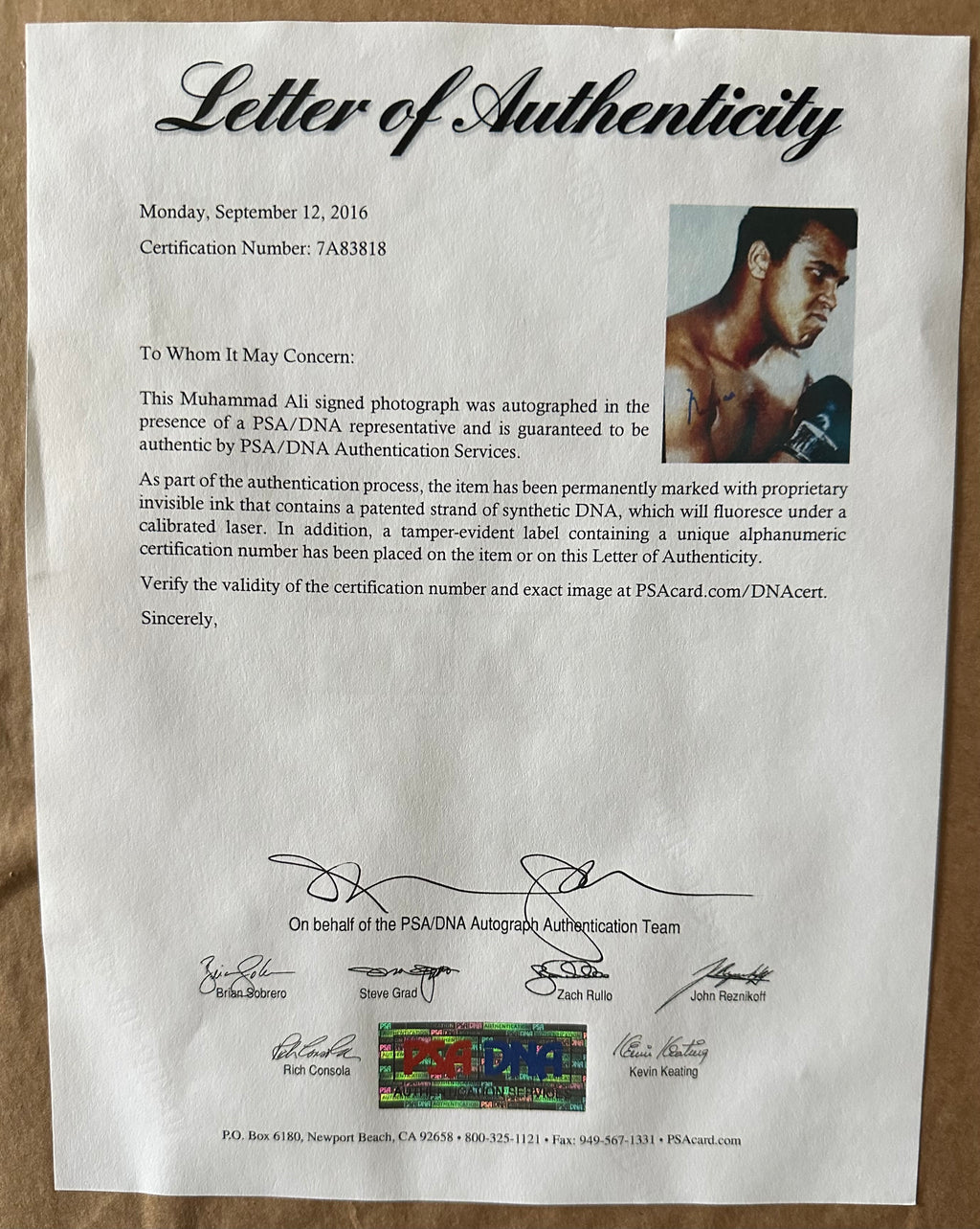 Muhammad Ali/Sonny Liston/Angelo Dundee Autographed