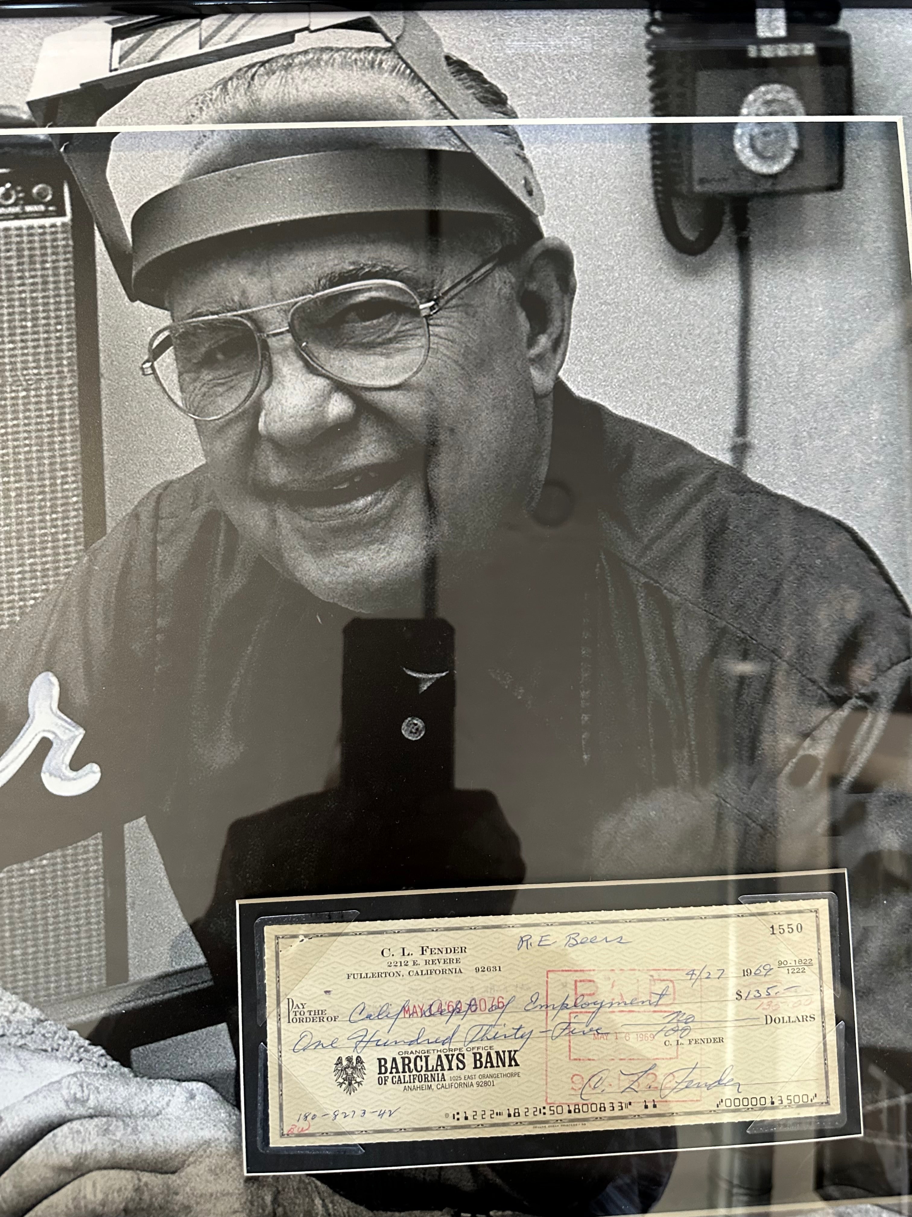 Leo Fender with original signed check