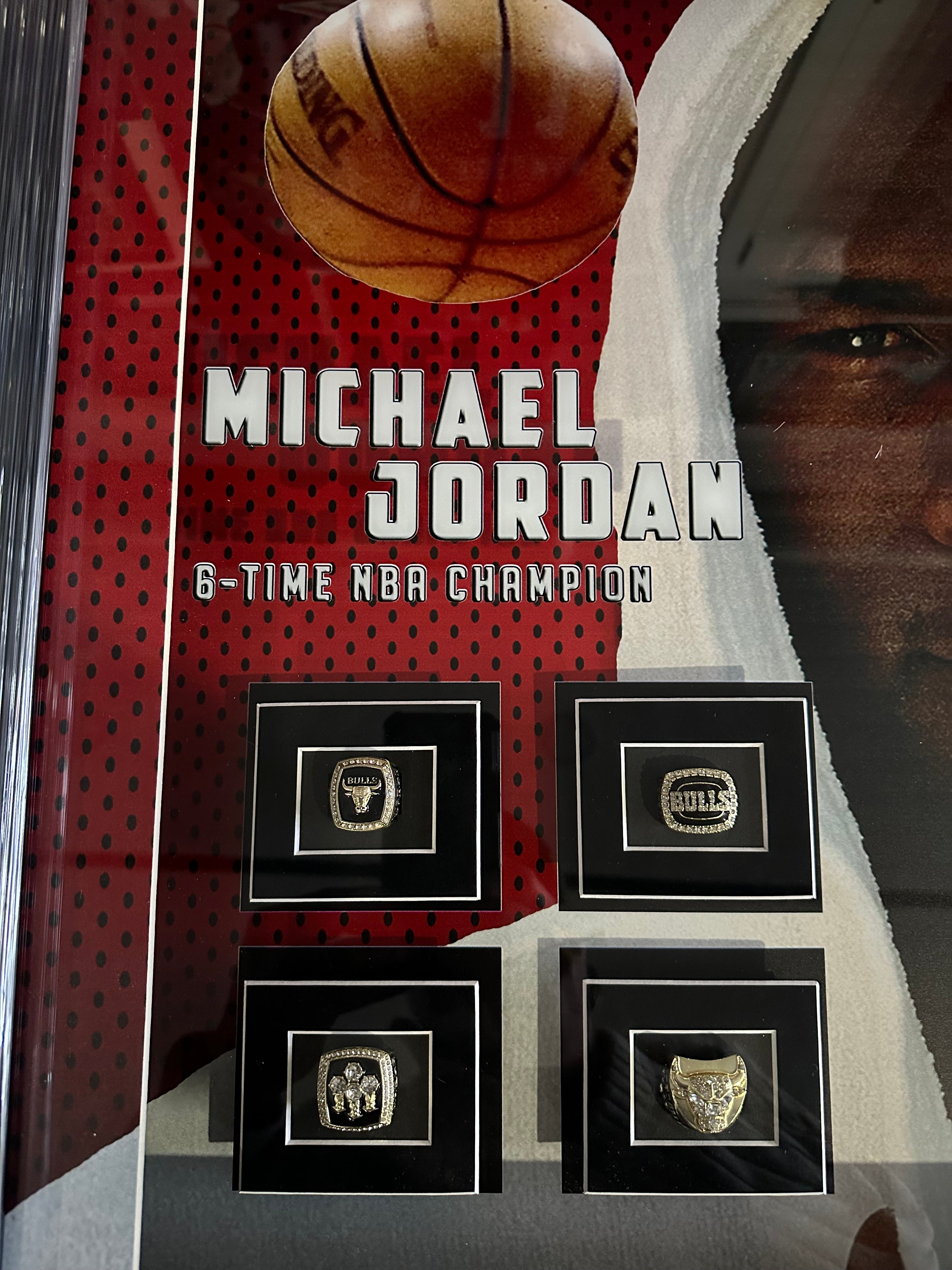 Michael Jordan 6 Time NBA Champion with Replica Rings