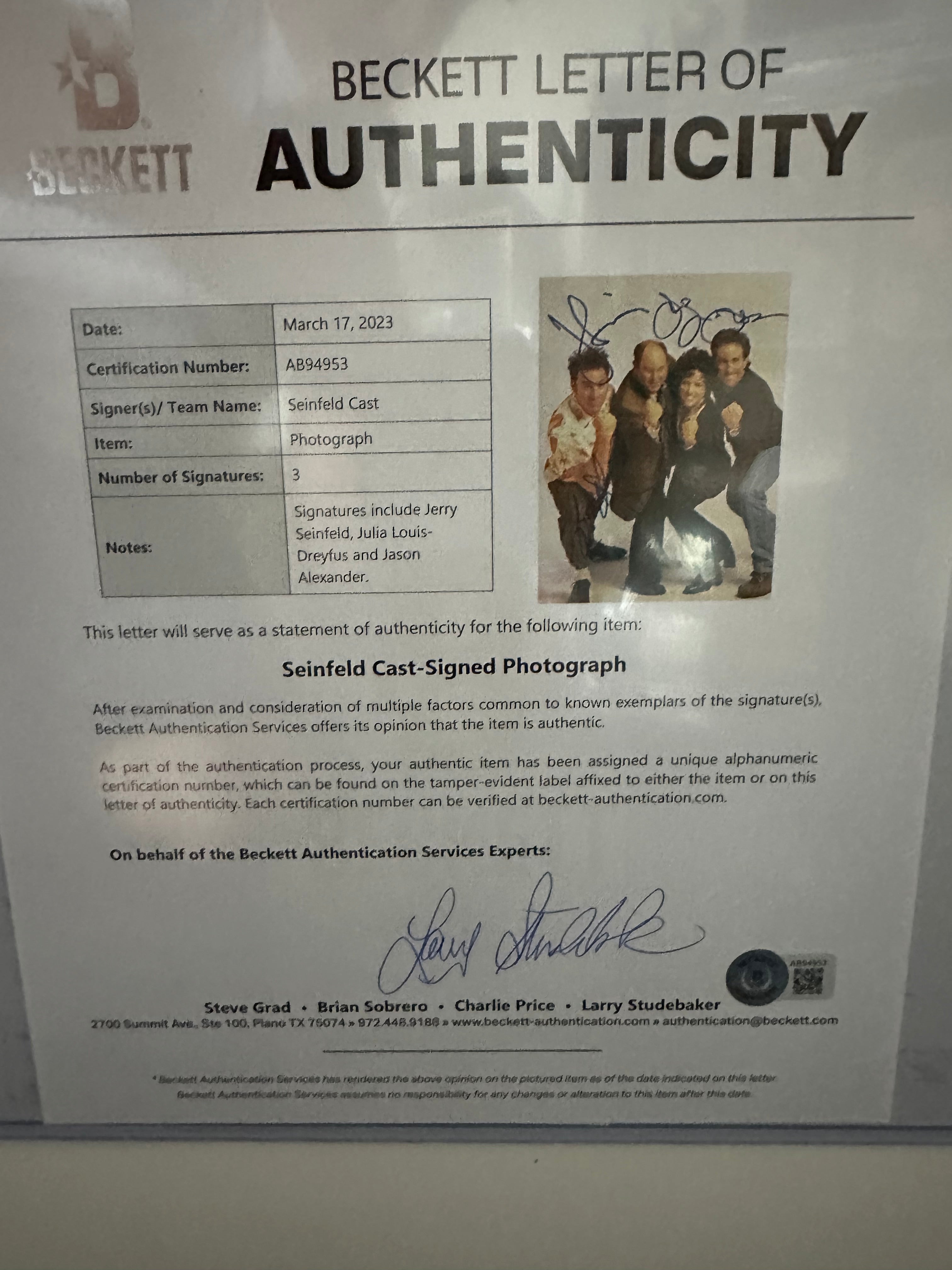 Seinfeld - Cast signed (3 and 1 on 8x10)