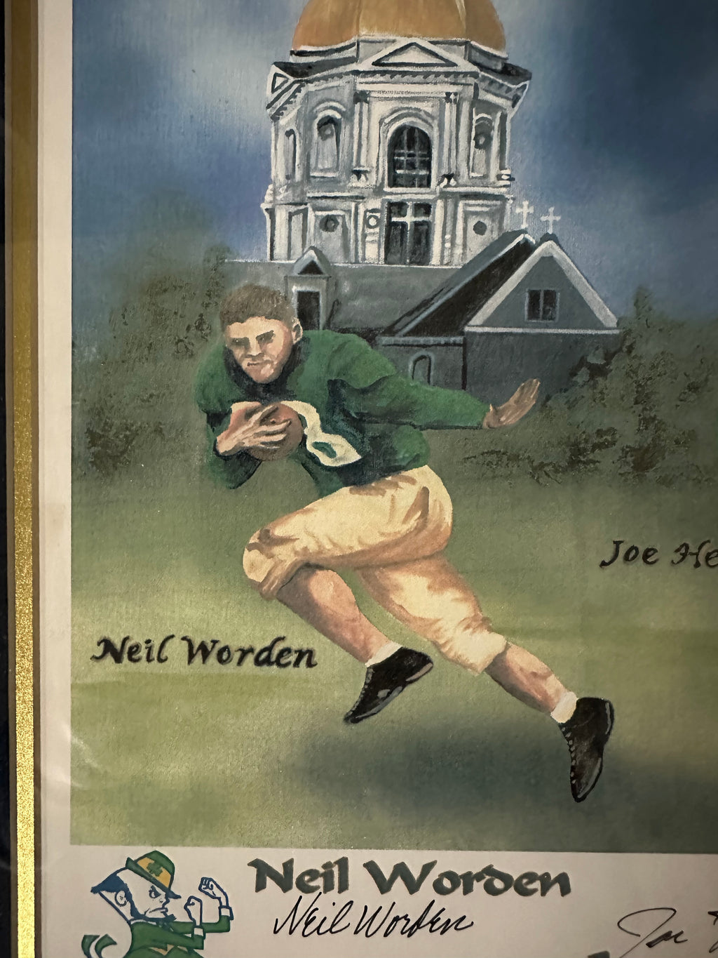 Notre Dame - Heisman Players watercolor with 4 autographs