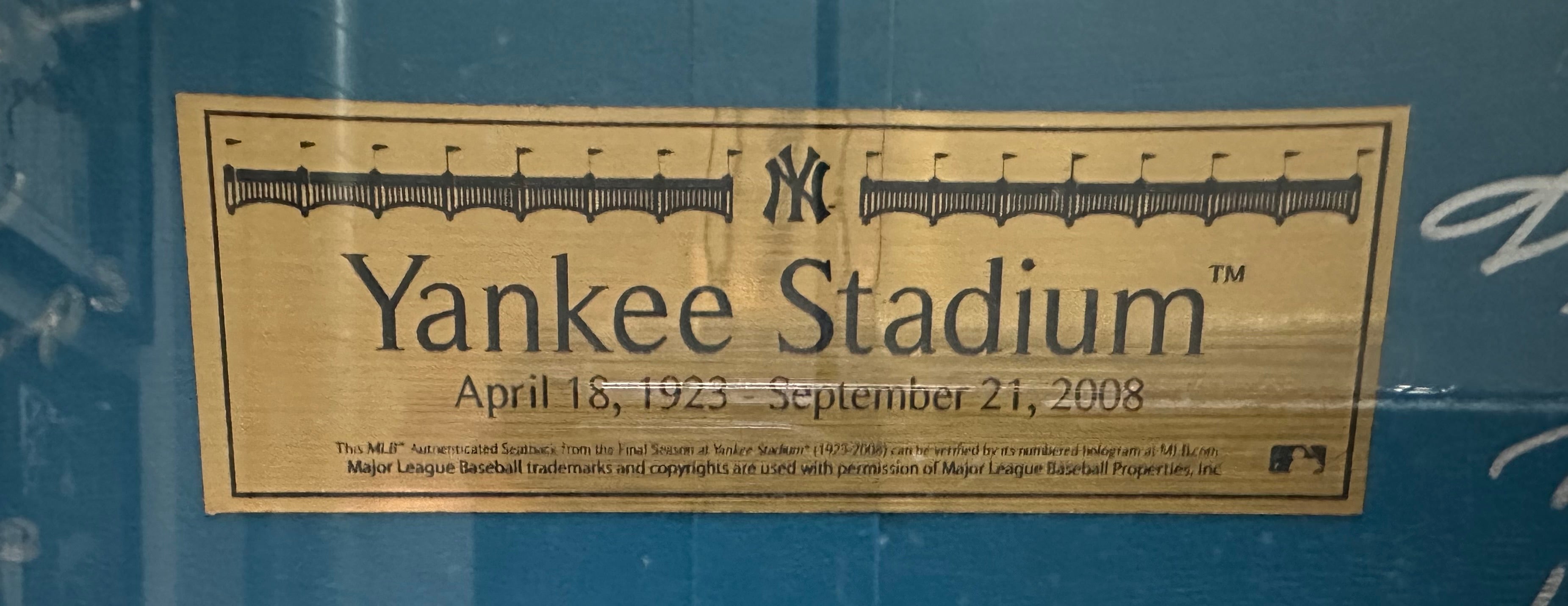 New York Yankees - World Series MVP Autographed Seatback (Stadium 1923 - 2008)