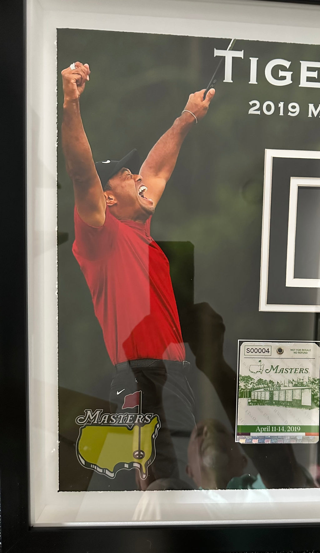 Tiger Woods 2019 Masters Champion Autographed with video montage and replica bad