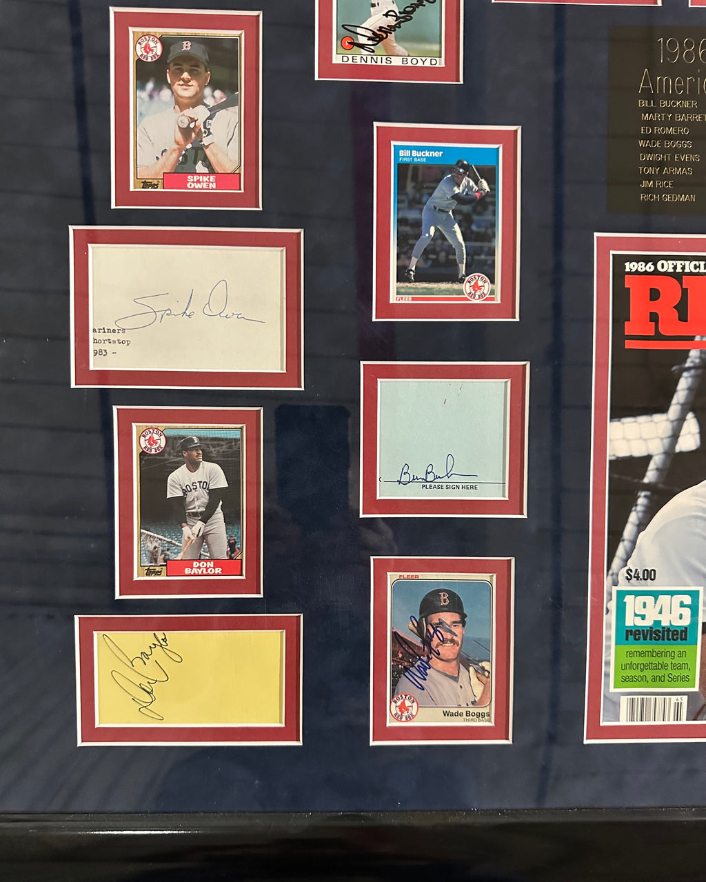 Boston Red Sox - 1975/1986 ALCS Collage with multiple Autographed Cuts & Cards