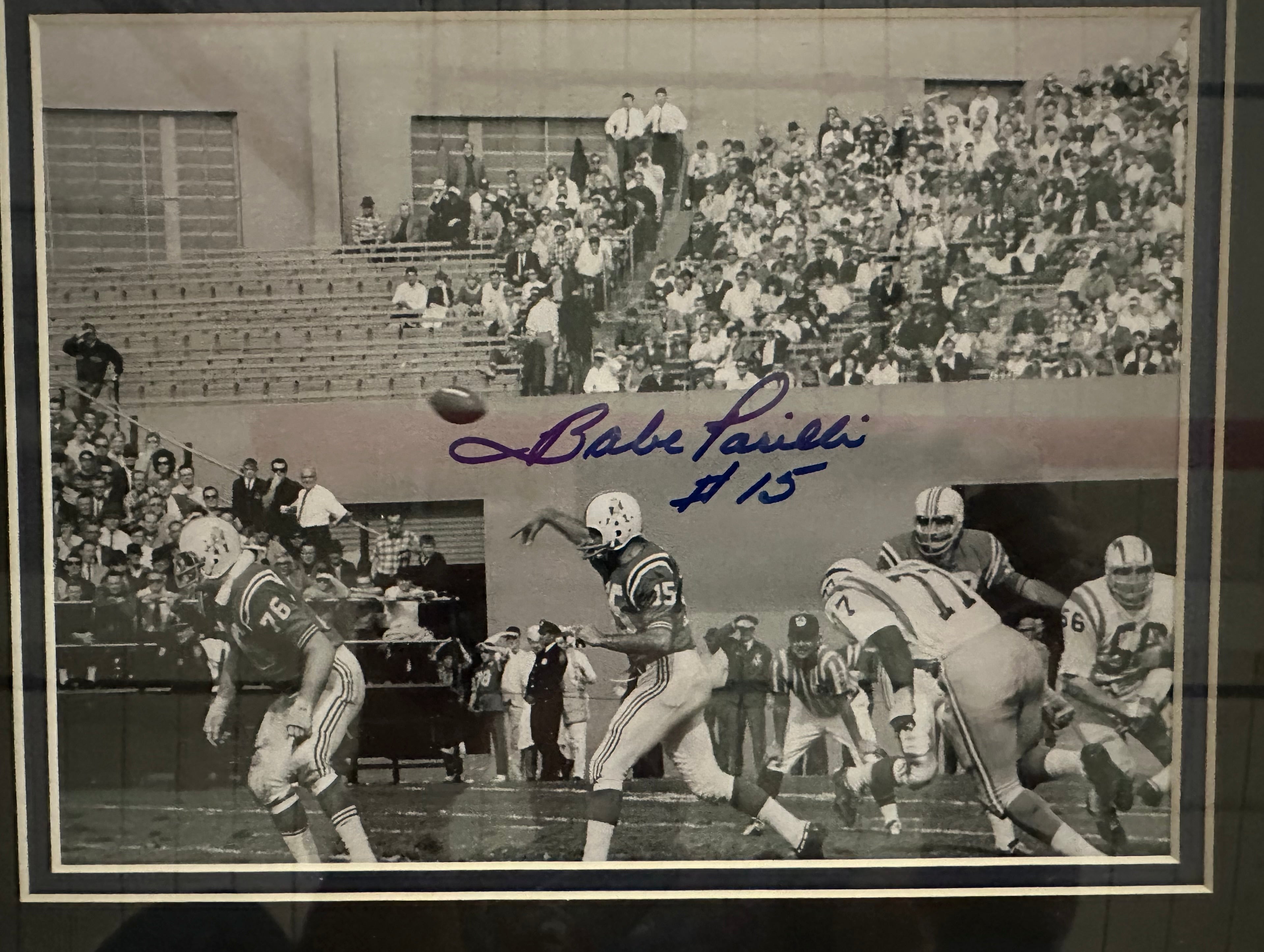 Boston Patriots - Babe Parilli Autographed B&W 8x10 Photo