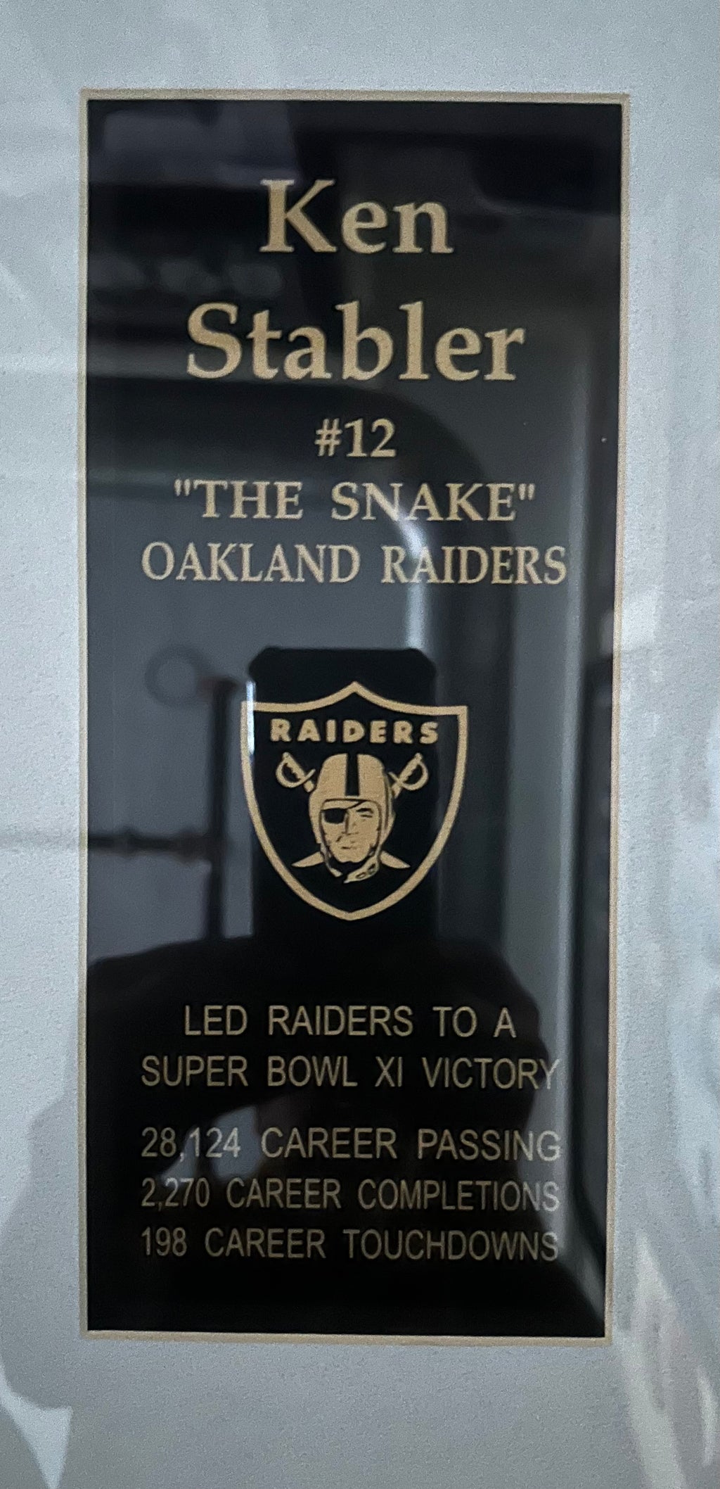 Oakland Raiders - Ken Stabler "The Snake" Autographed with stats