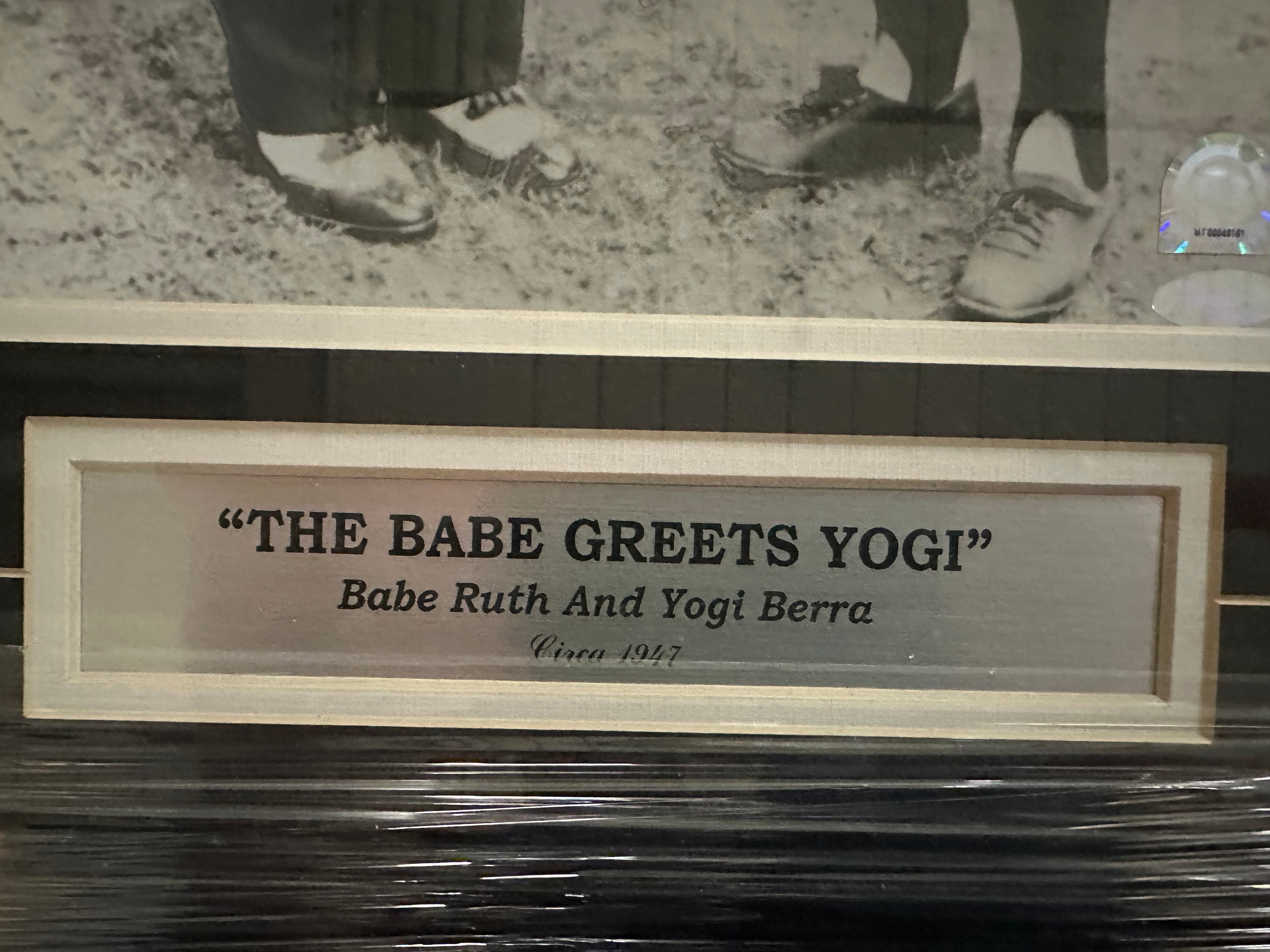 NY Yankees - "The Babe Greets Yogi" Yogi Berra Autographed 11x14 B&W Photo