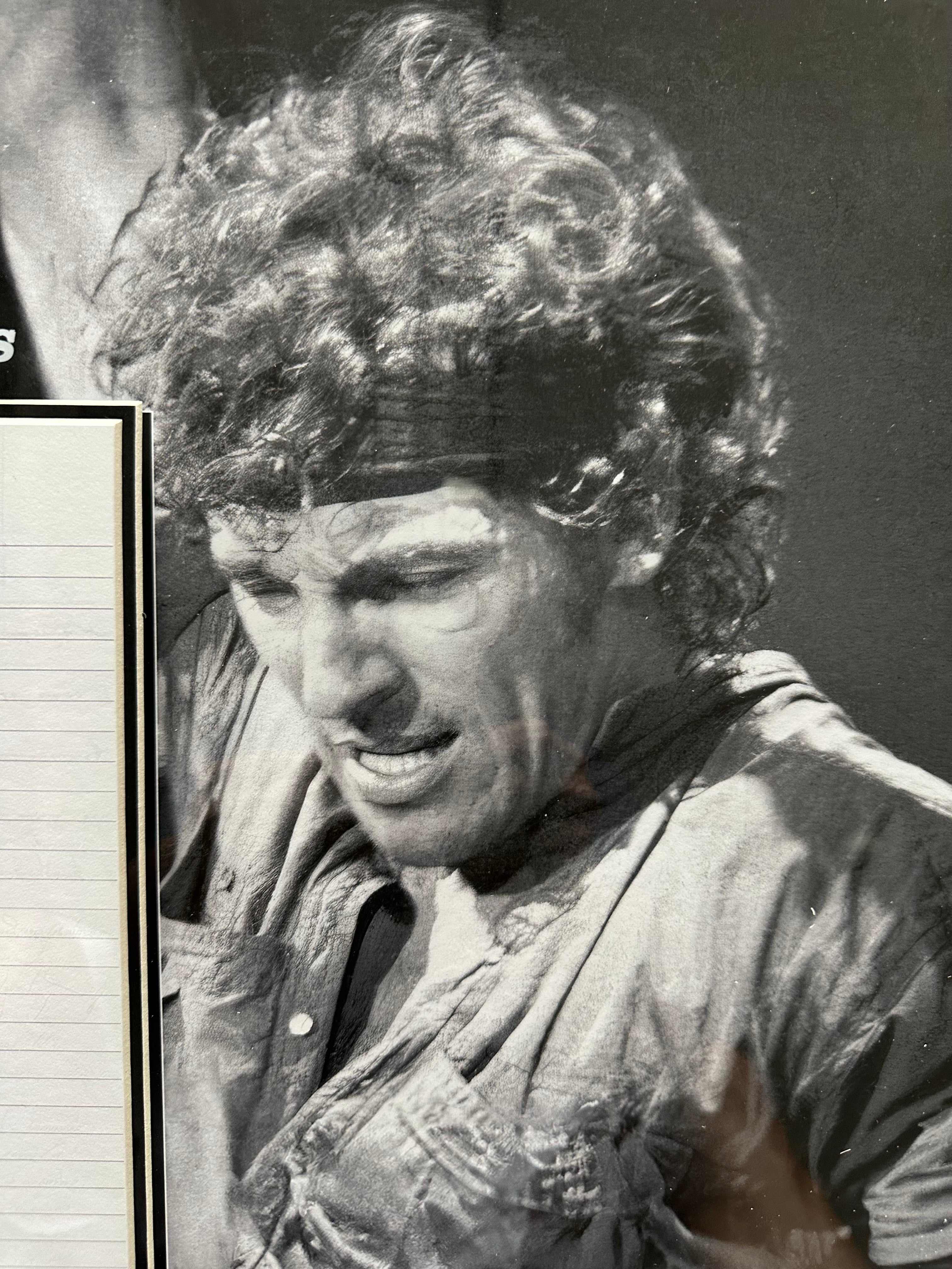 Bruce Springsteen with Replica handwritten lyrics to "Born in the USA"