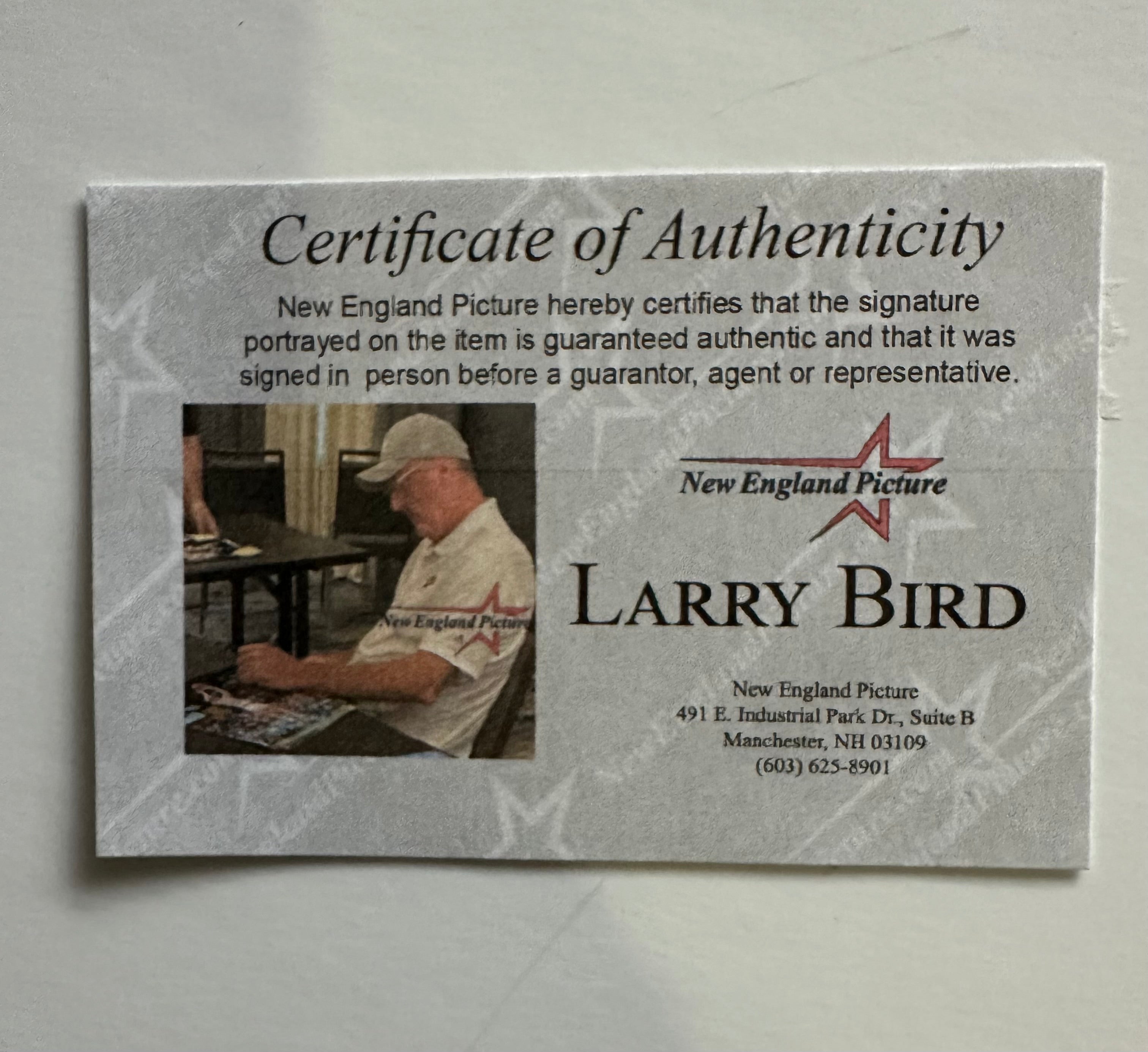 Boston Celtics - Larry Bird shooting over Michael Jordan - Autographed by Larry