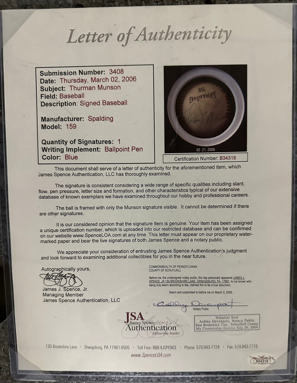 NY Yankees - Thurman Munson Collage with signed Baseball