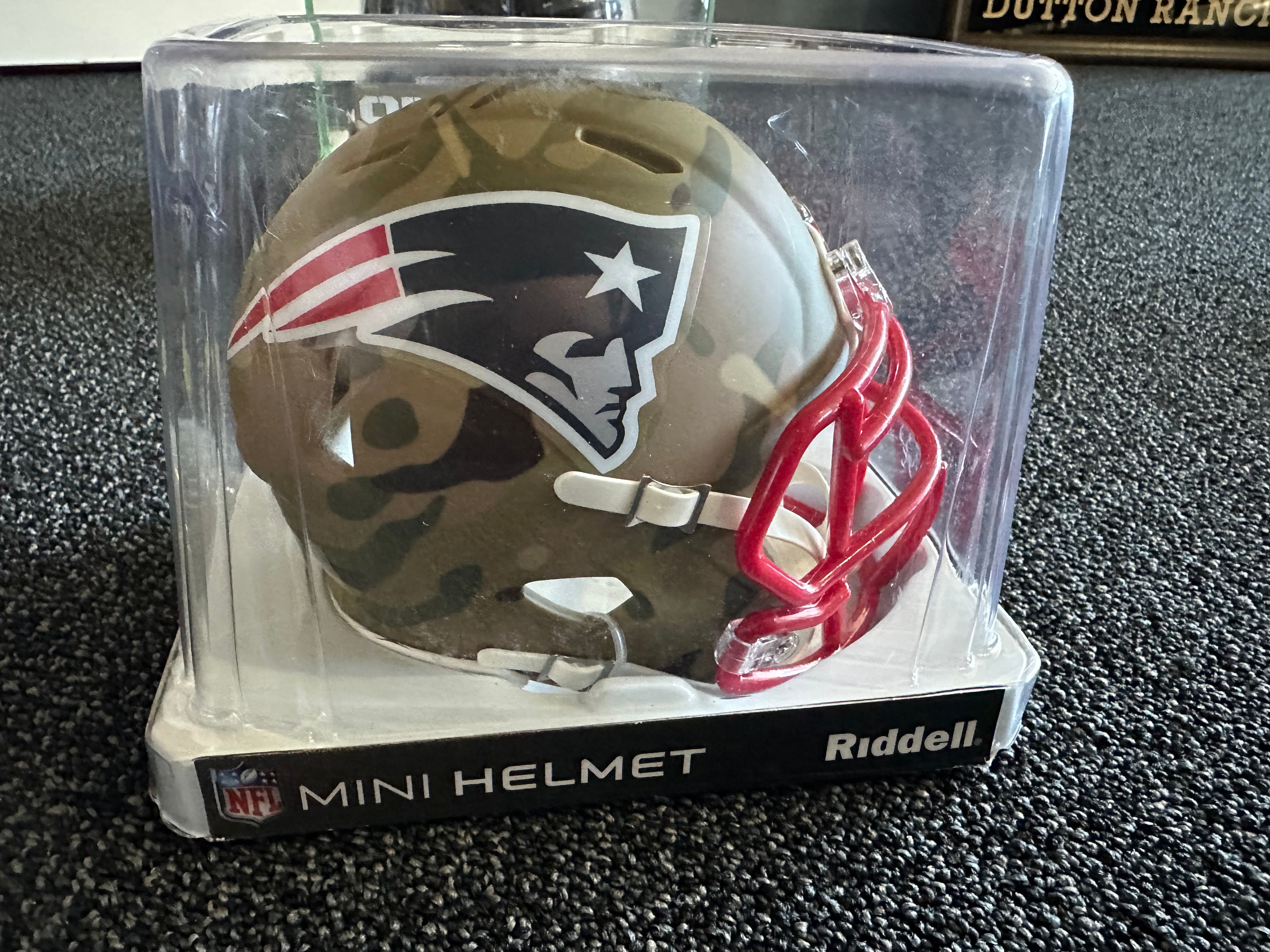 New England Patriots Julian Edelman autographed camouflage Mini Helmet