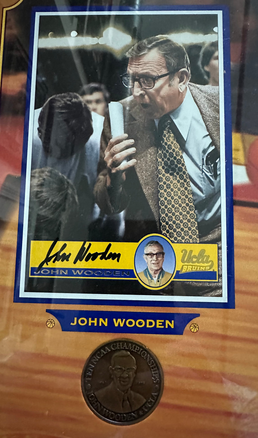 UCLA Bruins - Wooden and Walton Autographed with commemorative coins