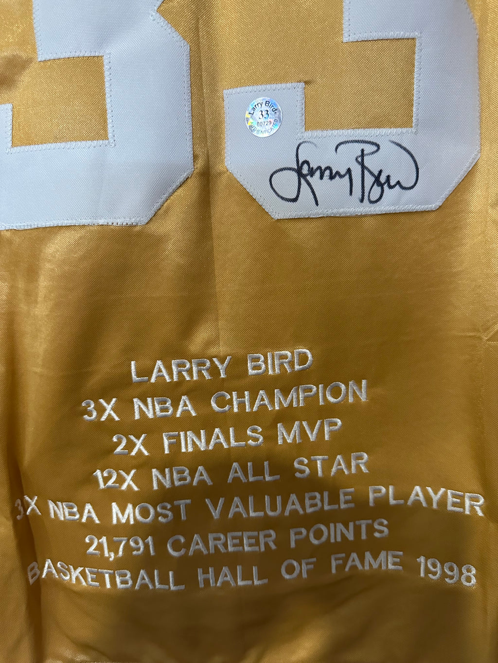 Boston Celtics - Larry Bird Autographed Gold Jersey