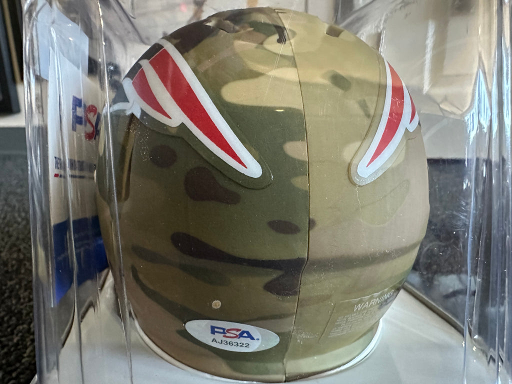 New England Patriots Julian Edelman autographed camouflage Mini Helmet
