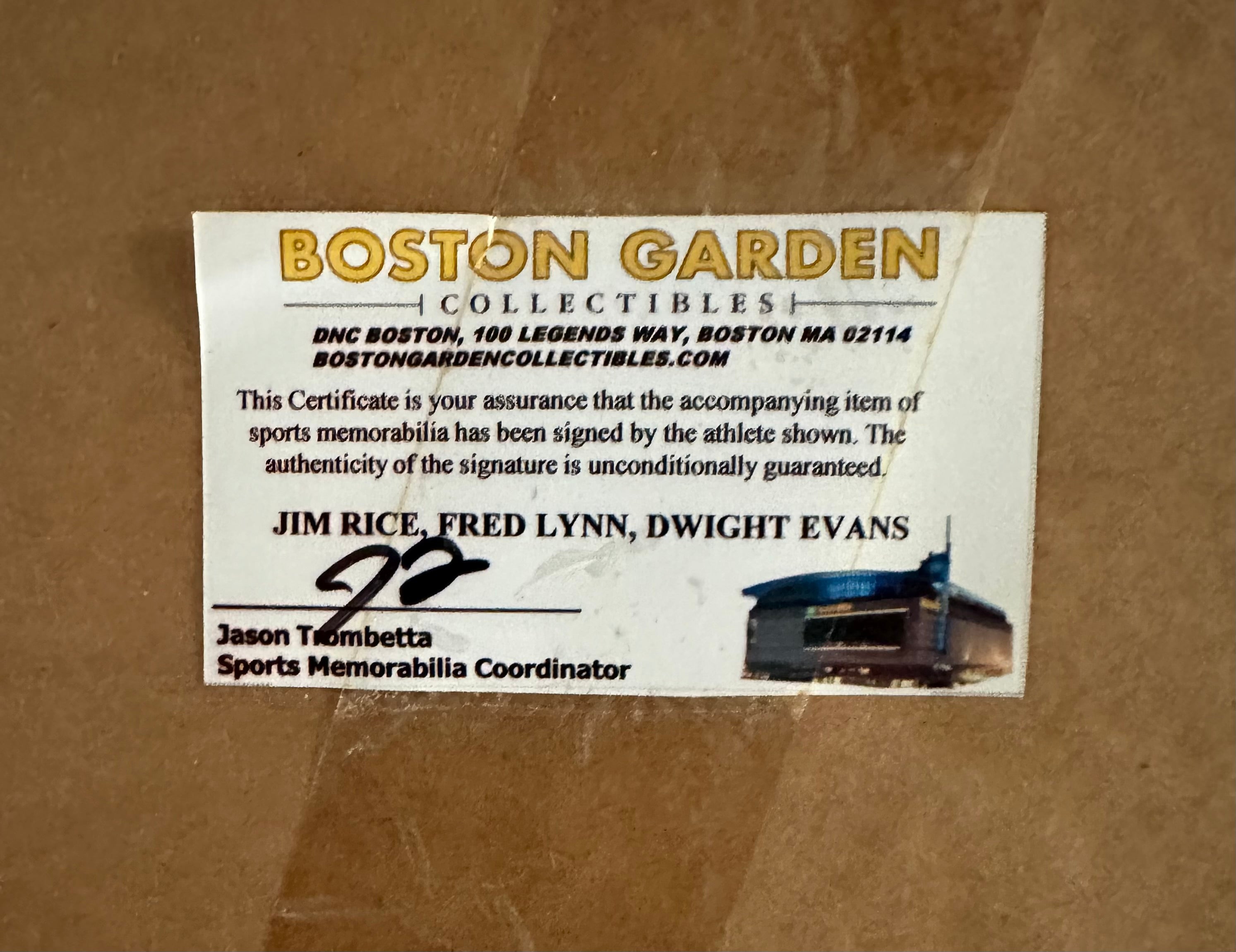 Fenway Architectural Blueprint with Rice, Flynn and Evans Autographs