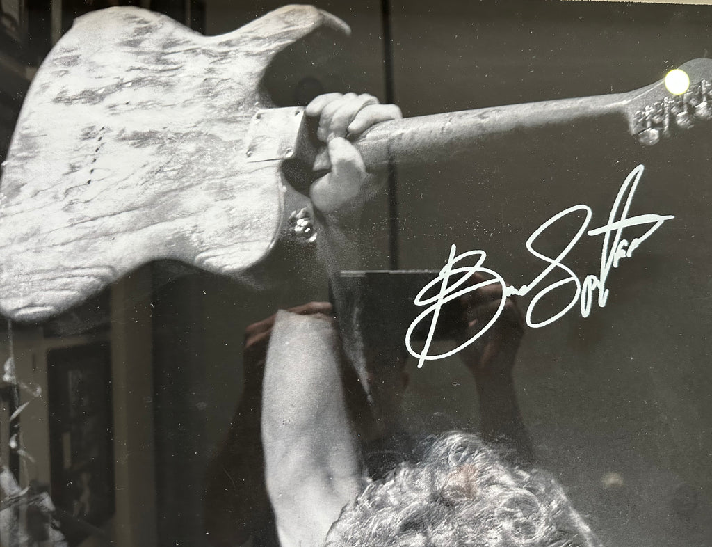Bruce Springsteen with Replica handwritten lyrics to "Born in the USA"