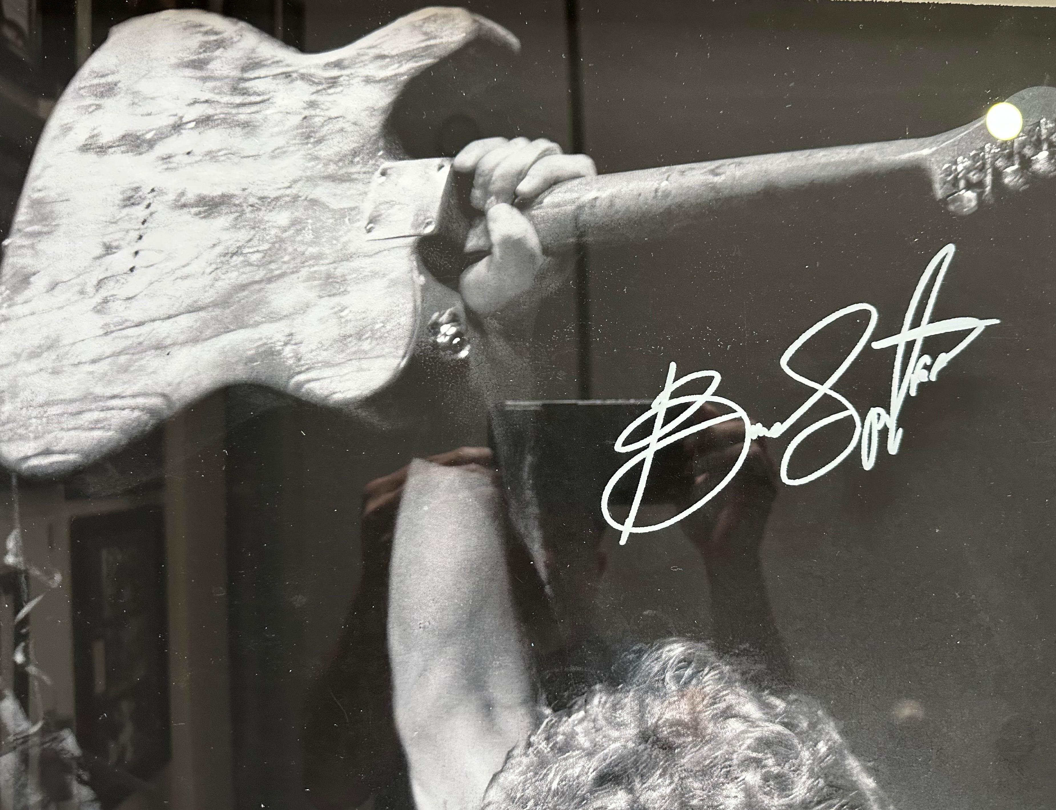 Bruce Springsteen with Replica handwritten lyrics to "Born in the USA"