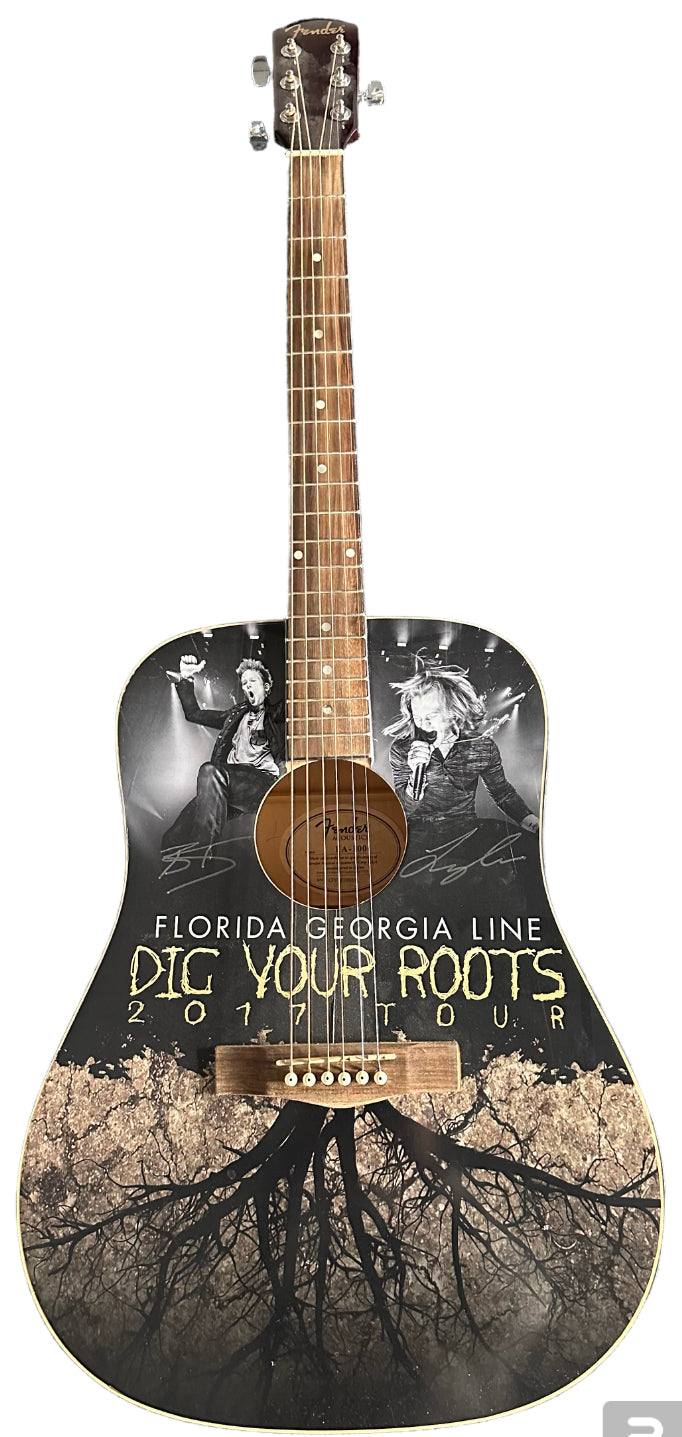 Florida Georgia Line Autographed Acoustic Guitar - Dig Your Roots 2017 Tour