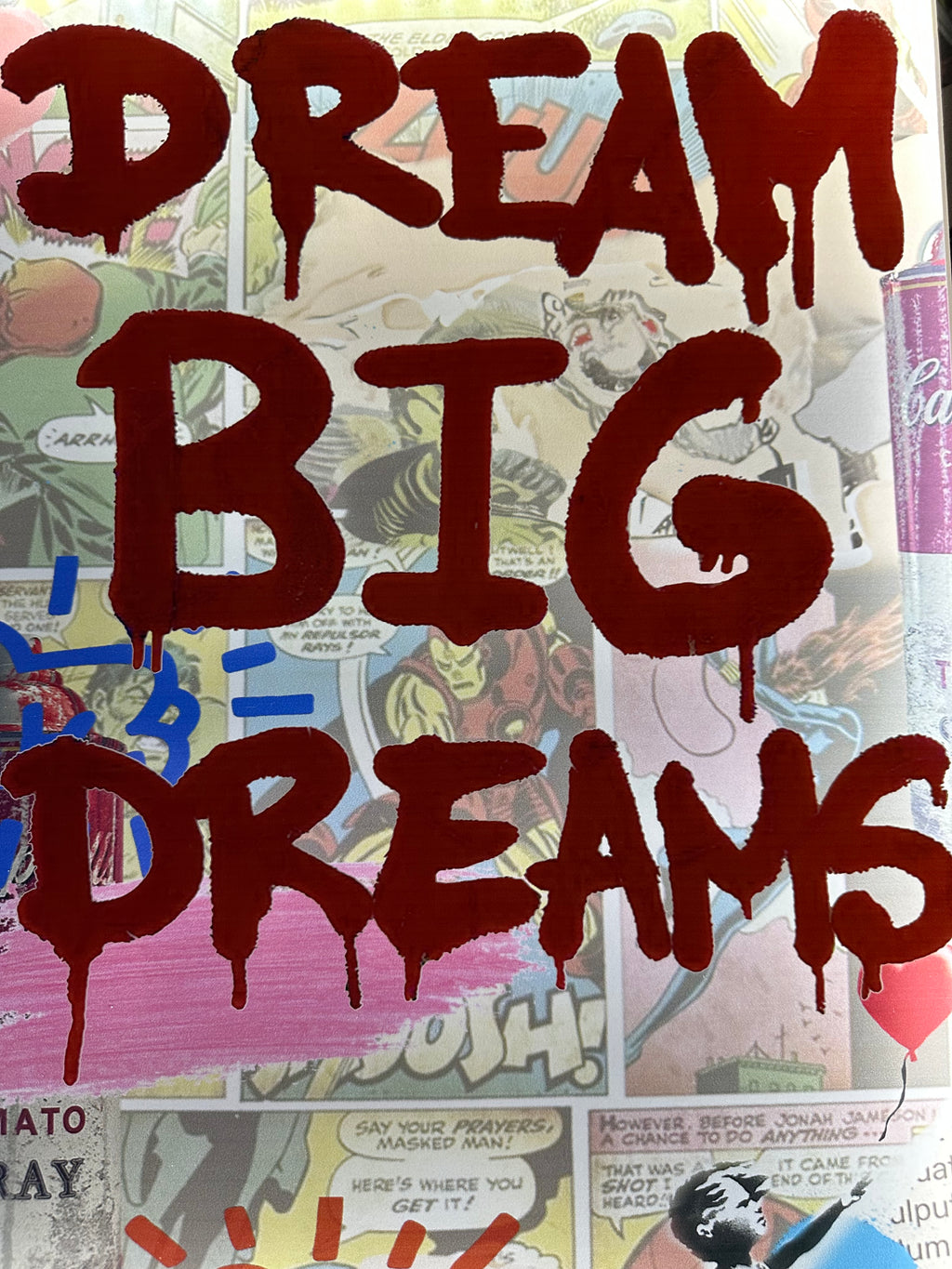 Dream Big Dreams - Childs room Pop Art by Banksy with LED Lighting
