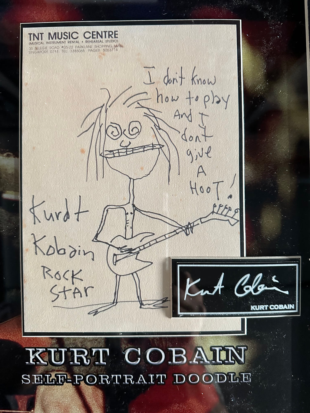 Kurt Cobain with Self Portrait Doodle