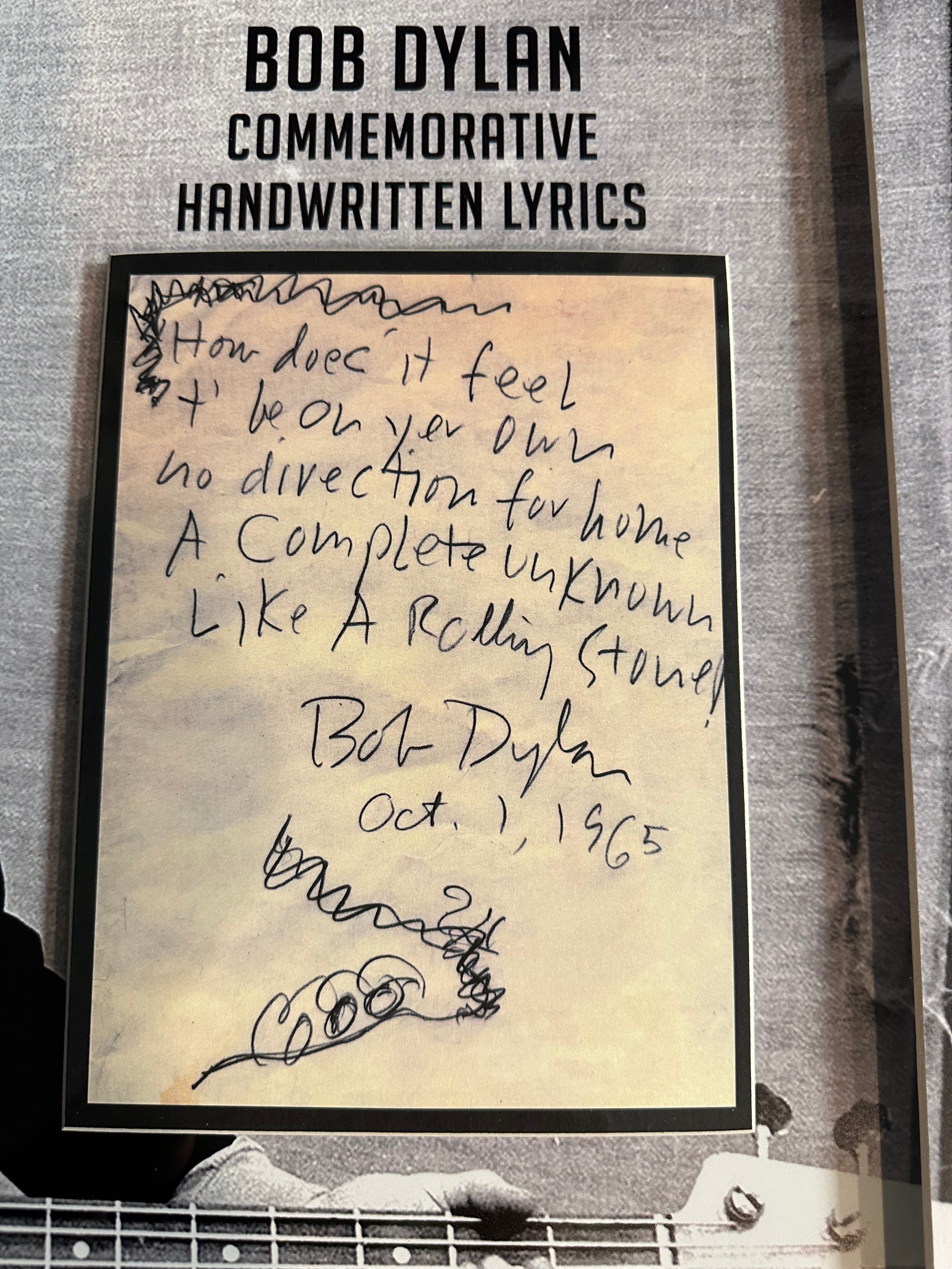 Bob Dylan Song Lyrics (Facsimile)