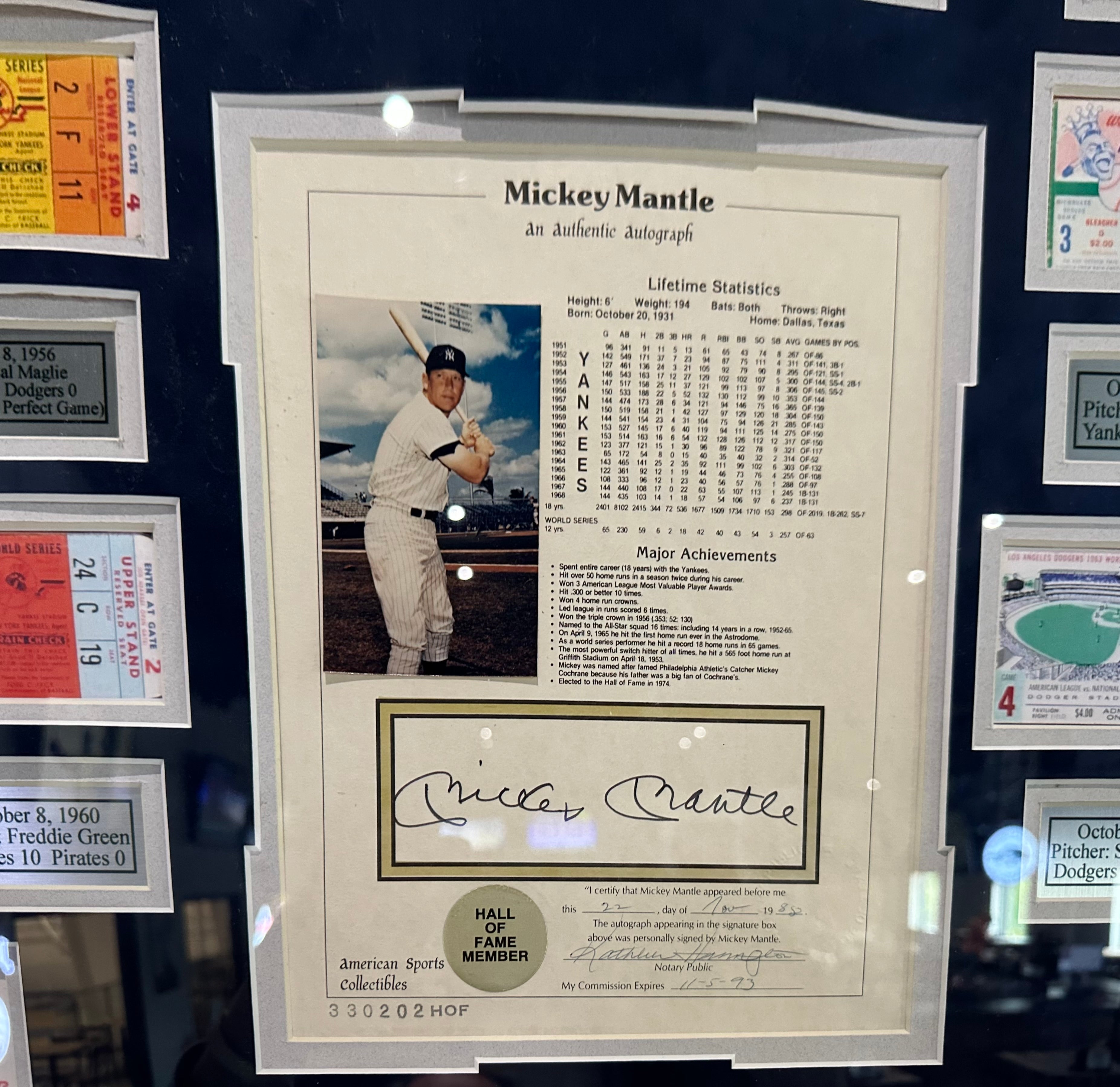 Mickey Mantle World Series Tickets
