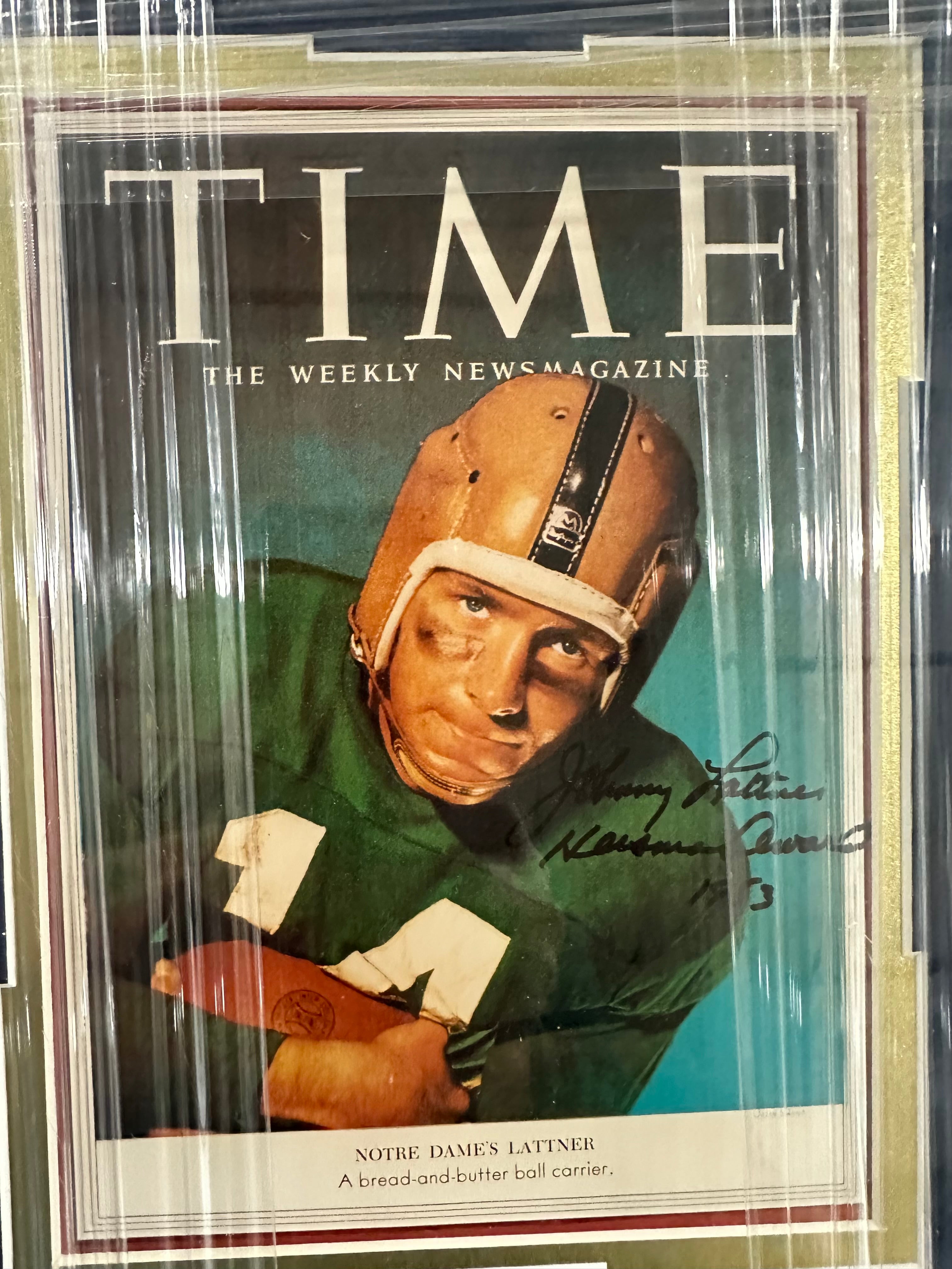 Notre Dame - Johnny Lattner Autographed Time Magazine