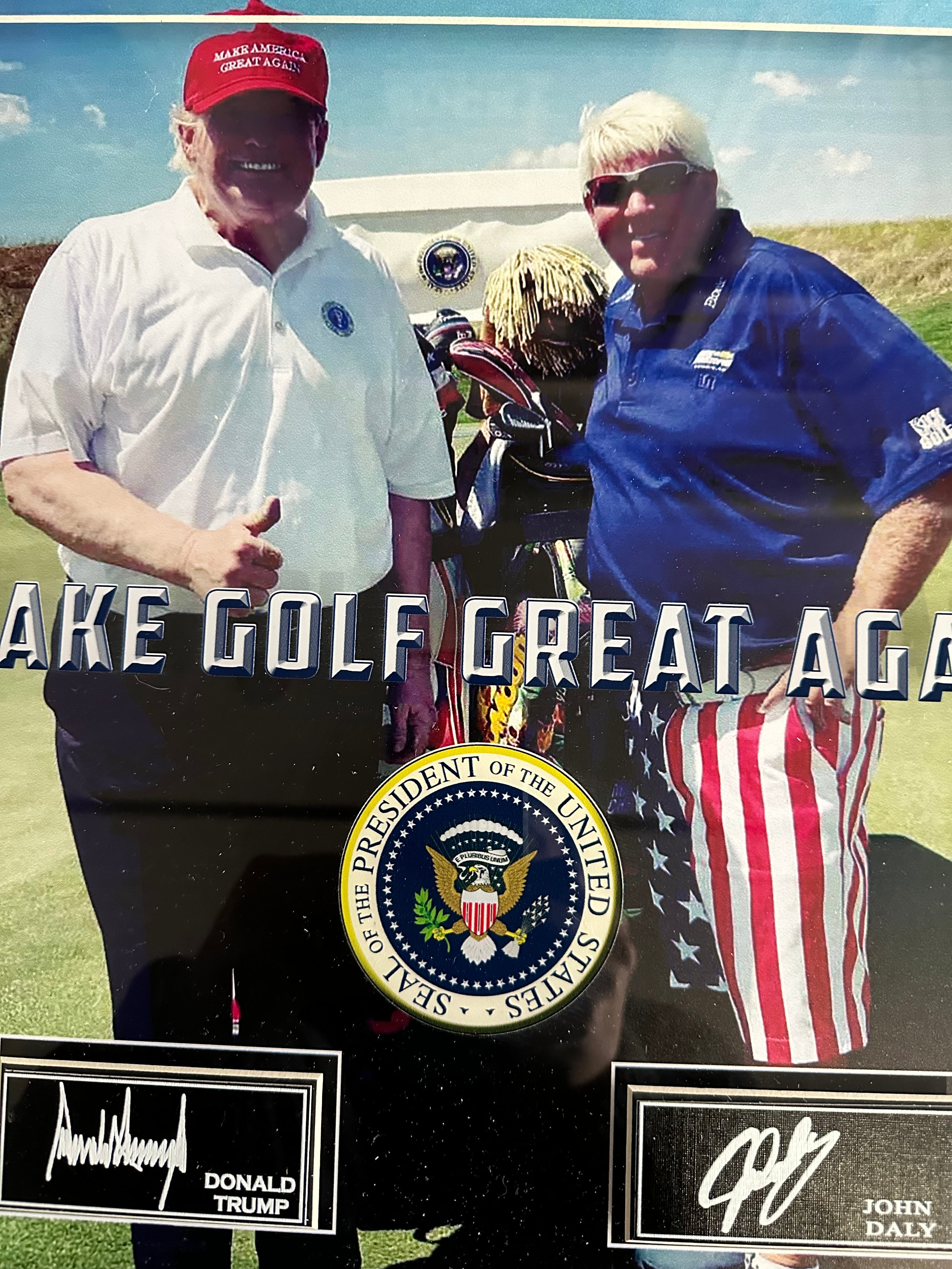 Donald Trump & John Daly - "Make Golf Great Again" Facsimile Framed Photo