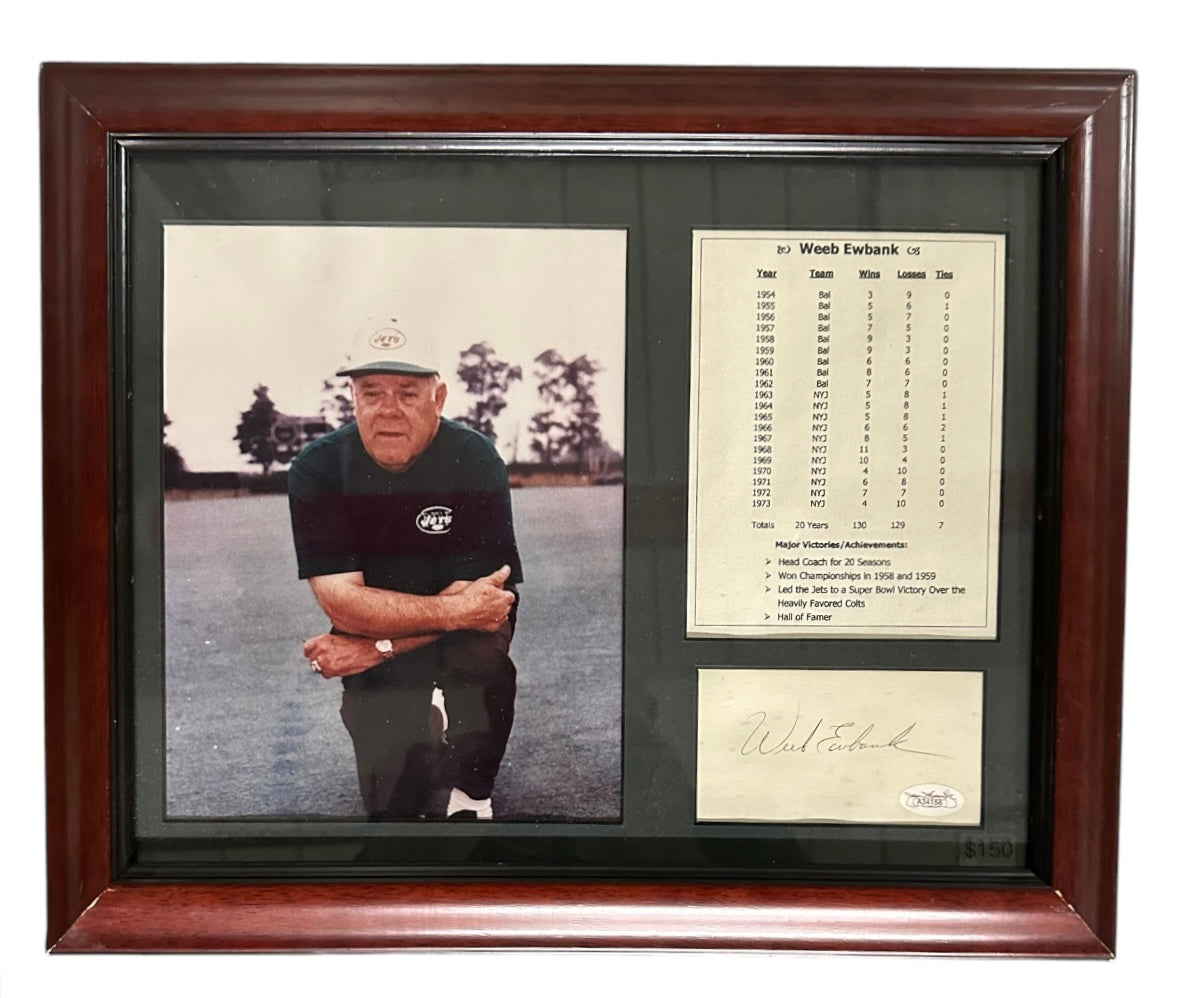 NY Jets - Coach Weeb Ewbank Autographed Cut