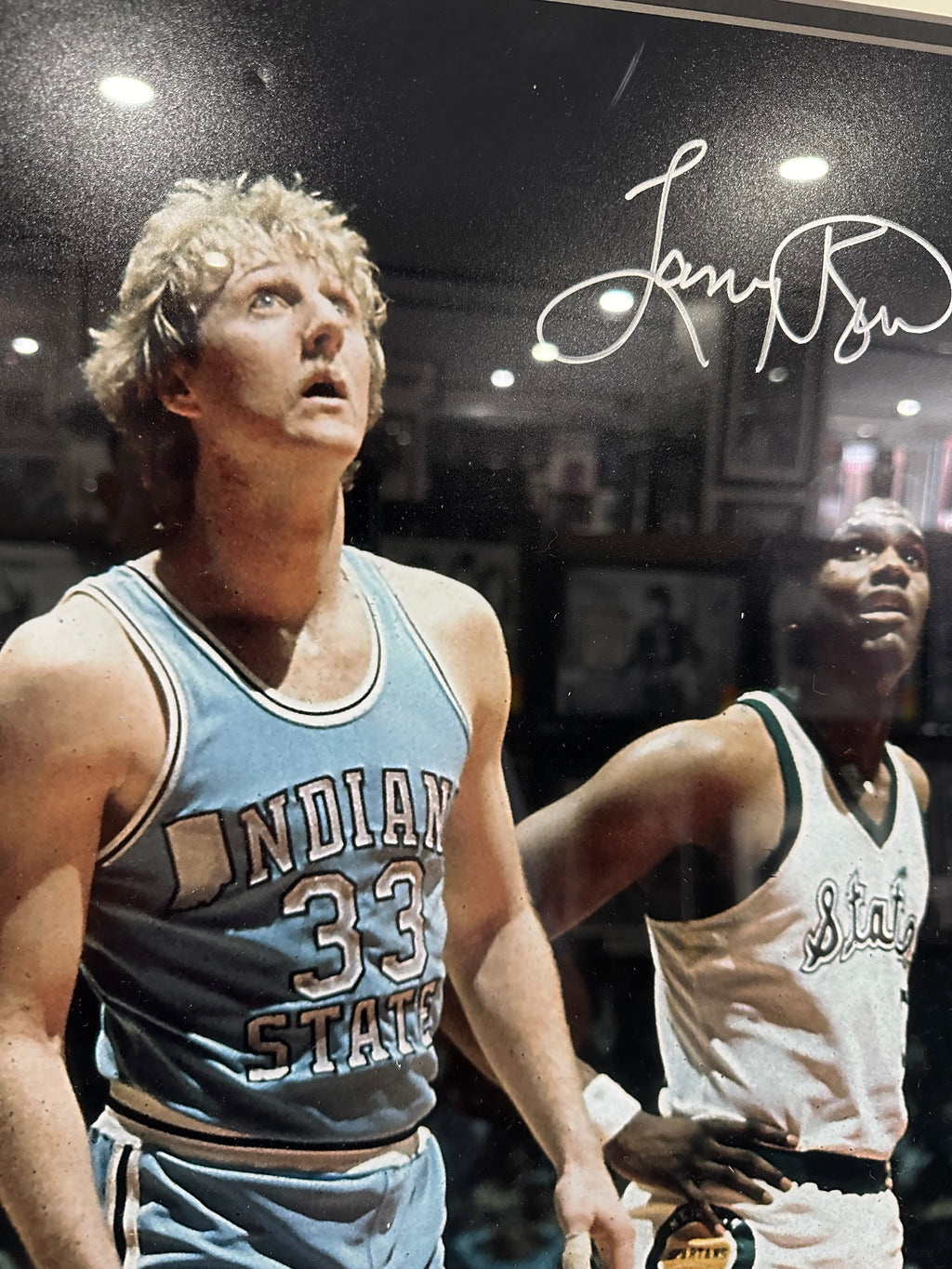 Larry Bird vs Magic Johnson in College Autographed