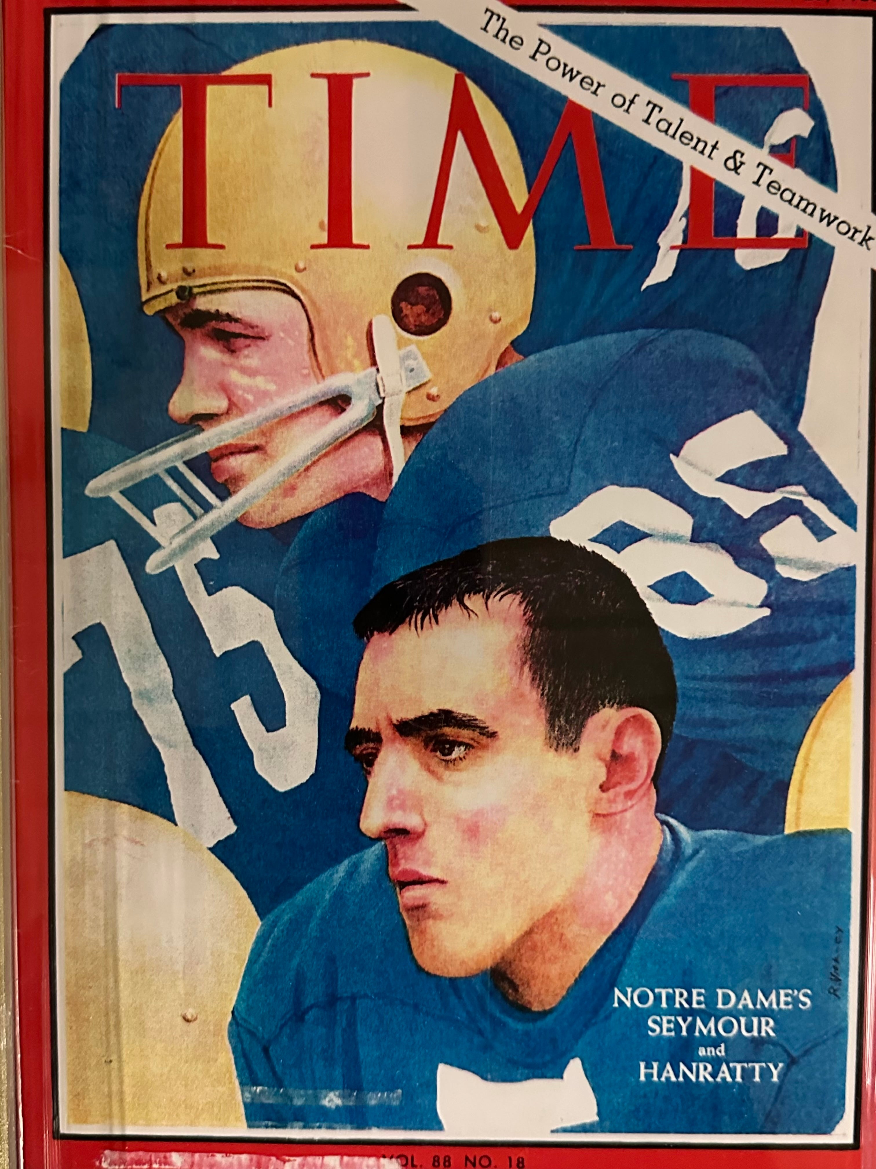 Notre Dame - Seymour & Hanratty Time Mag. & autographed signature addition cards