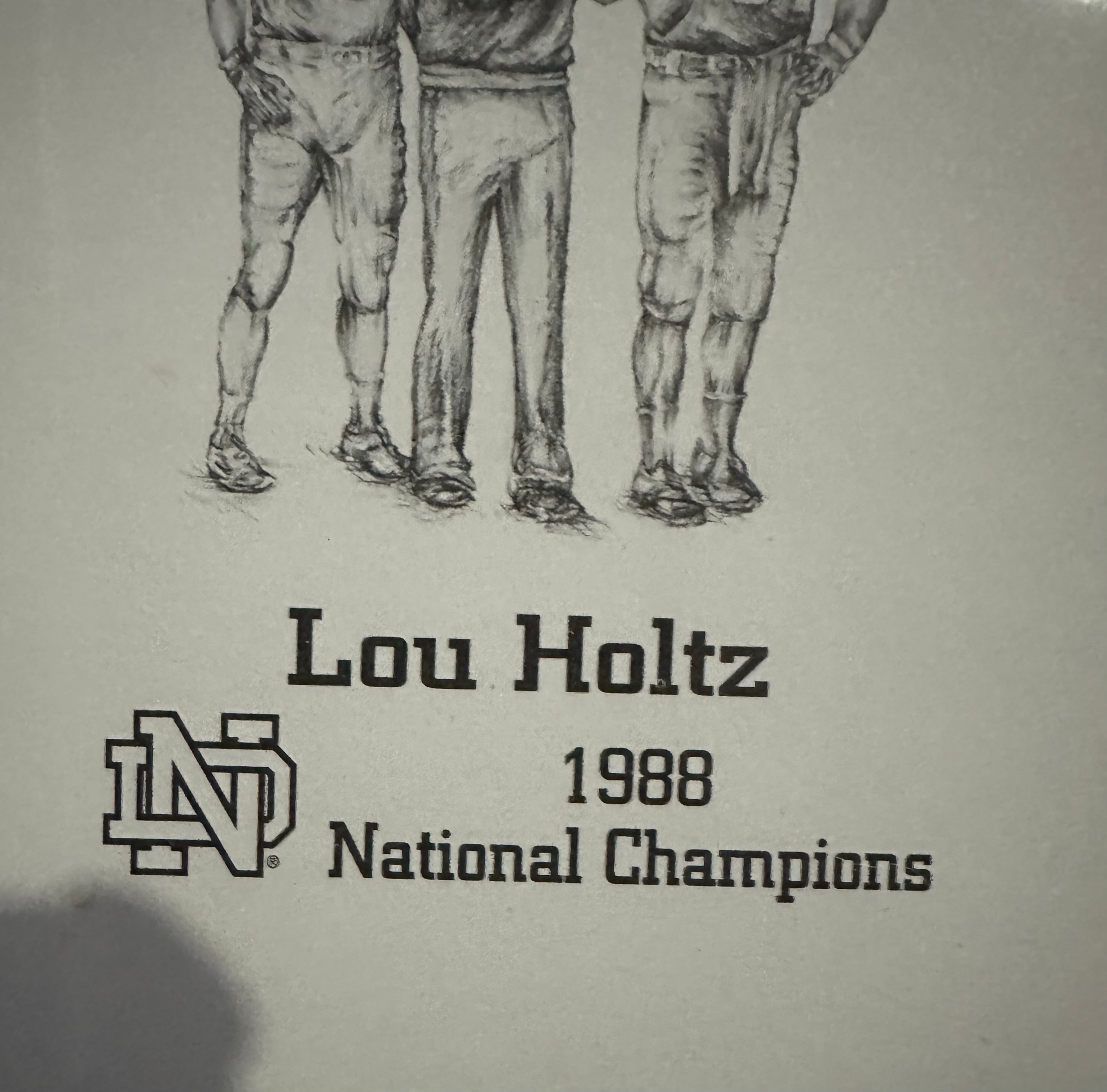 Notre Dame - Heisman Trophy winners Lithograph (5 player, 2 Coach Autographs)