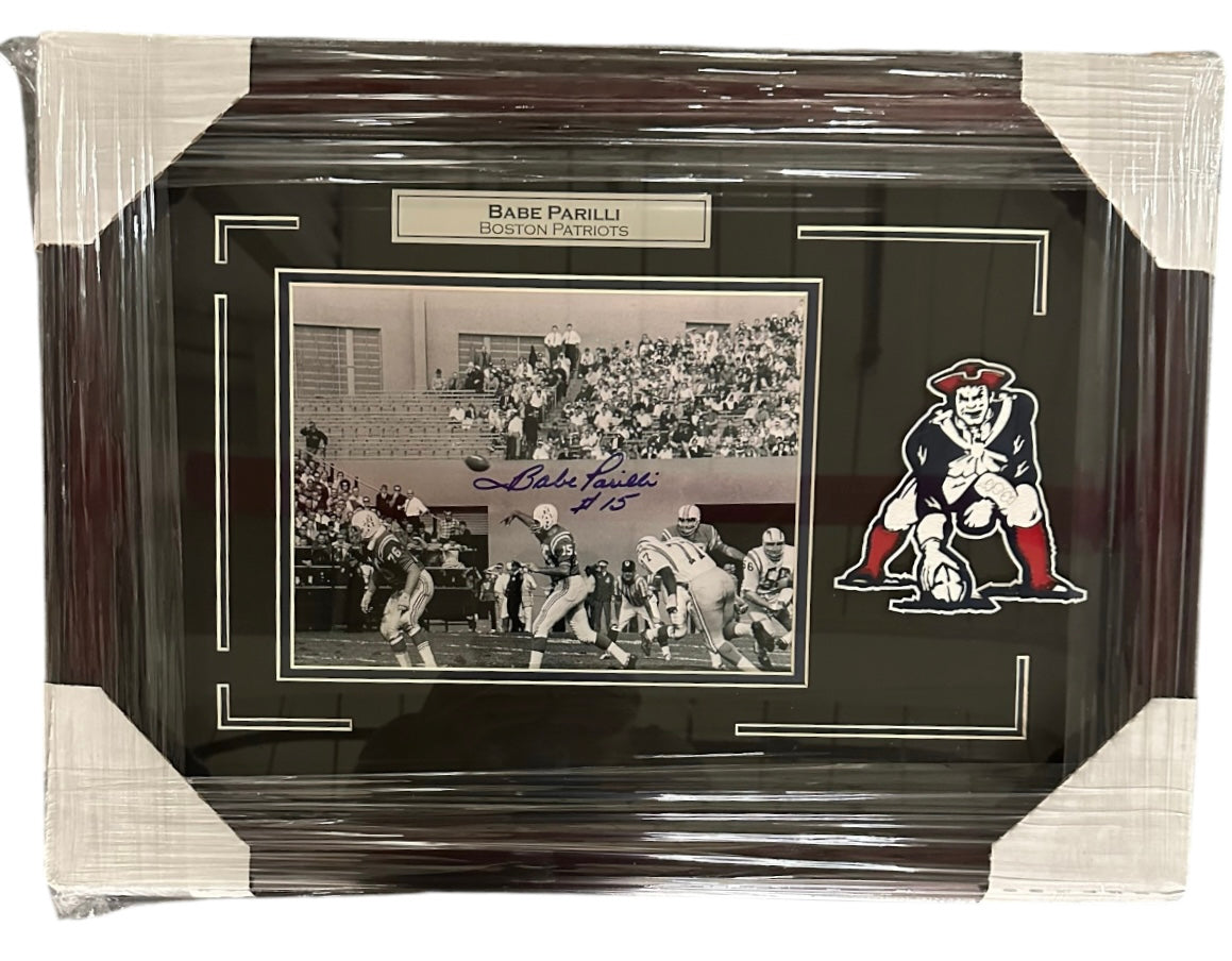 Boston Patriots - Babe Parilli Autographed B&W 8x10 Photo