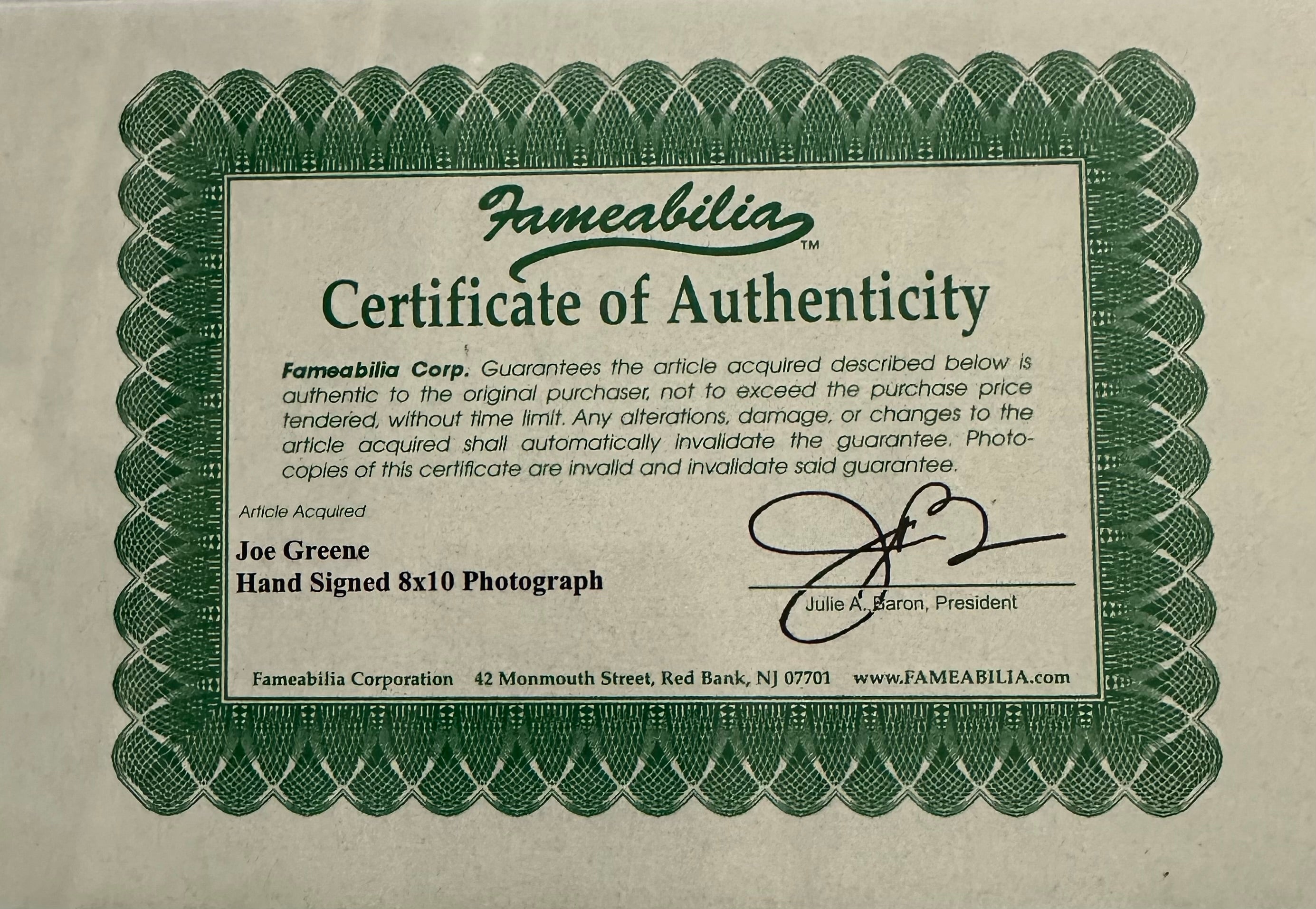 Pittsburg Steelers - Mean Joe Green Autographed