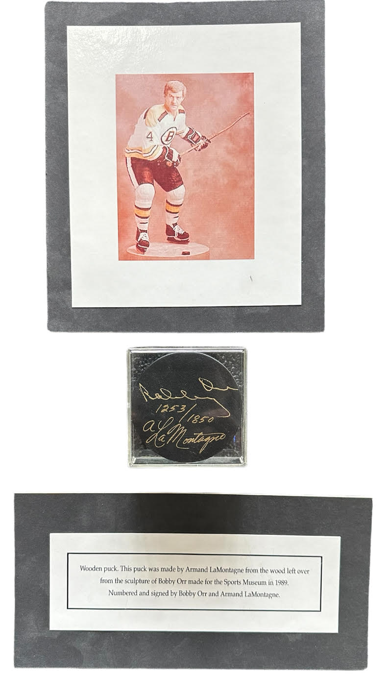 Boston Bruins - 1253/1850 puck autographed by Bobby Orr & Armond LaMontagne