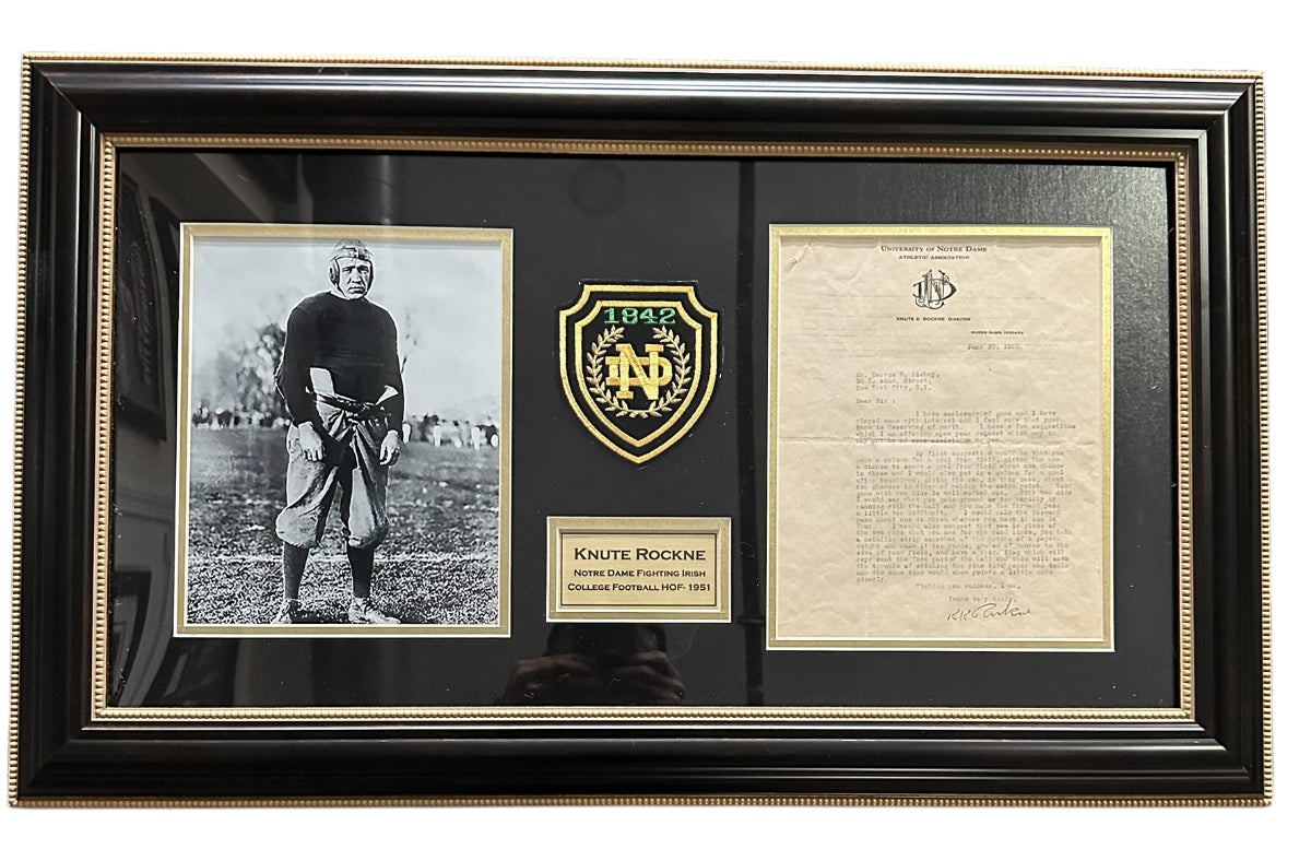 Notre Dame - Knute Rockne signed letter/College Football HOF 1951