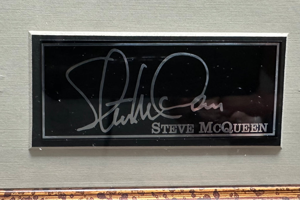 The King of Cool - Steve McQueen on Motorcycle (Facsimile Autograph)