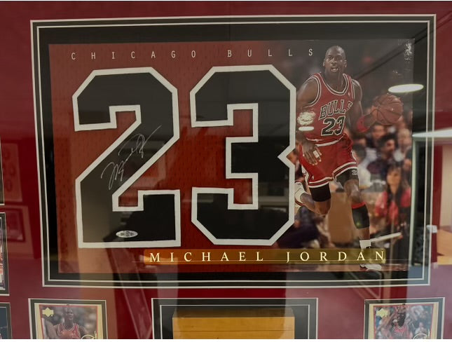 Michael Jordan Sports Illustrated with authentic court floor Autographed