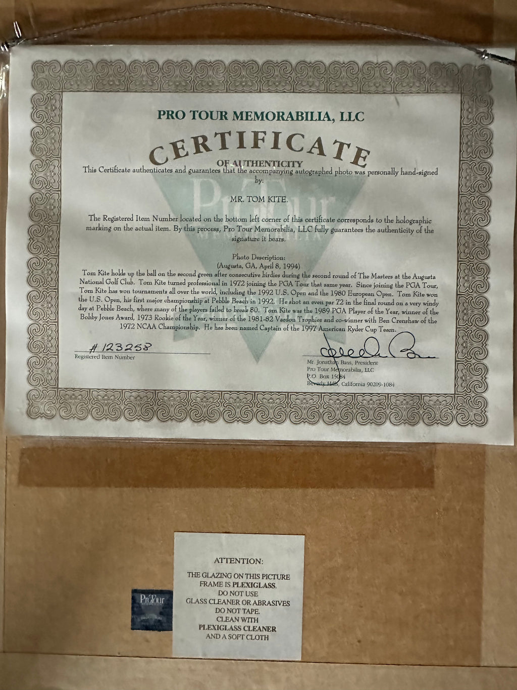 Tom Kite 1997 US Ryder Cup Captain Autographed