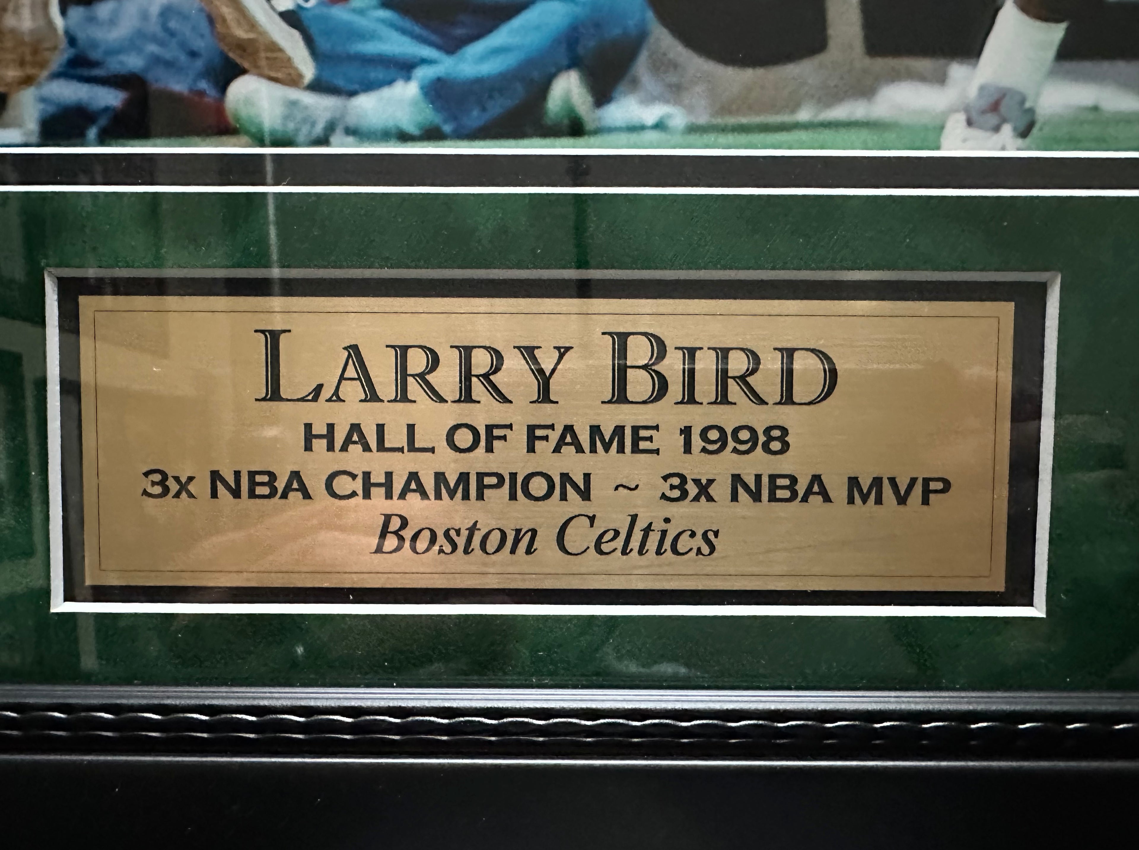 Boston Celtics - Larry Bird shooting over Michael Jordan - Autographed by Larry