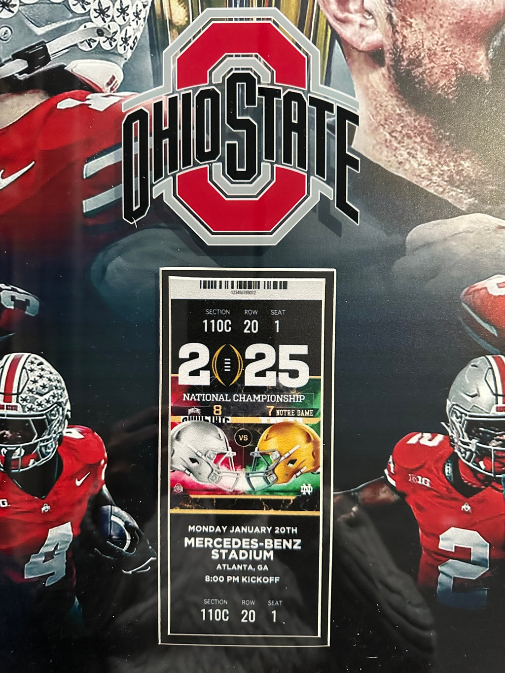 Ohio State 2025 National Champions with Replica game ticket