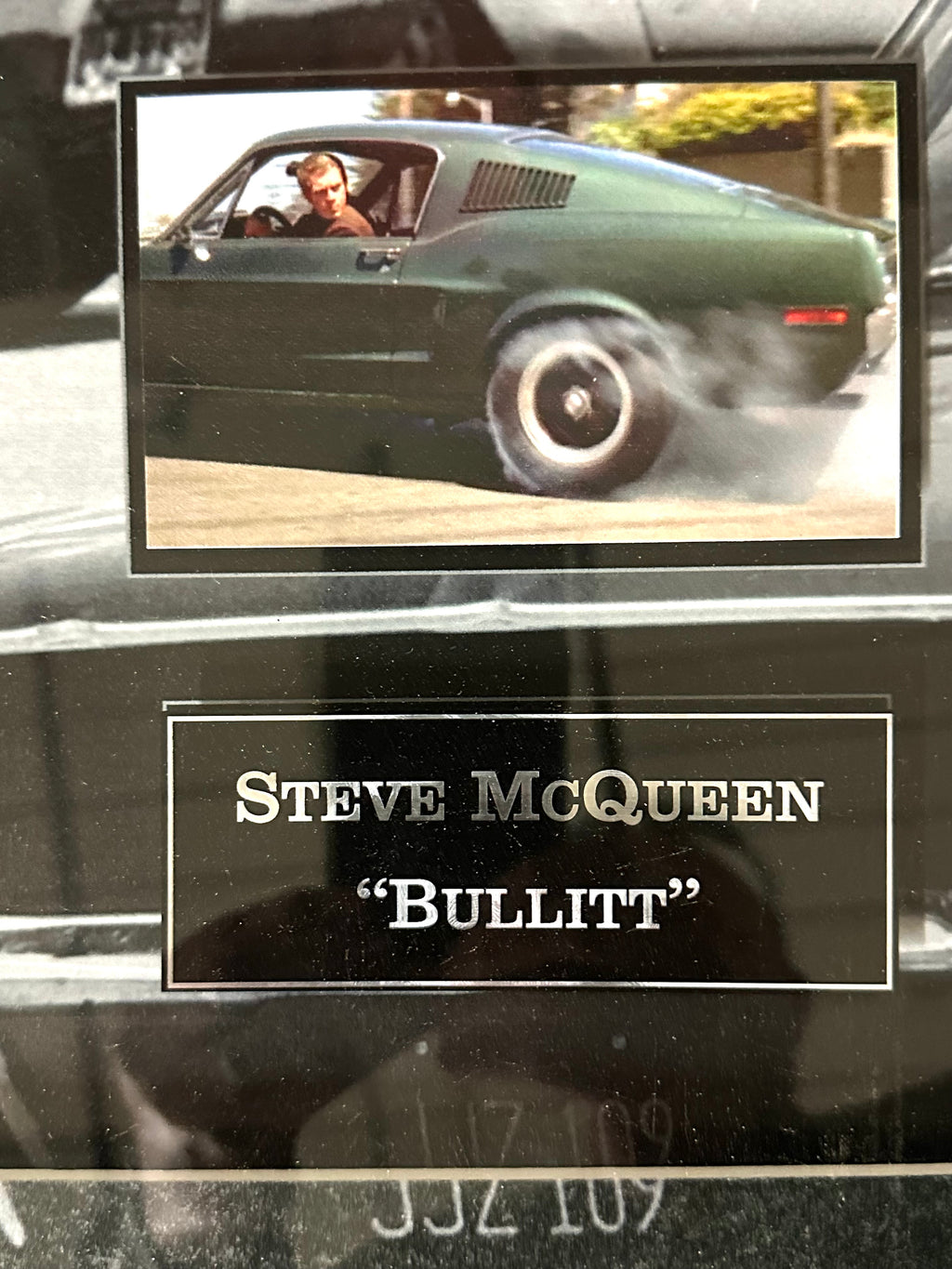 Steve McQueen Bullitt shadow box with Replica License Plate