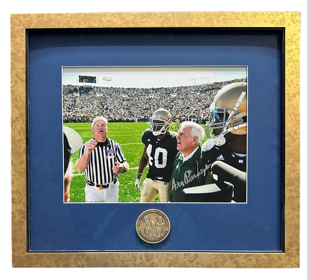 Notre Dame - Ara Parseghian Autographed with Ceremonial flip coin (rare)