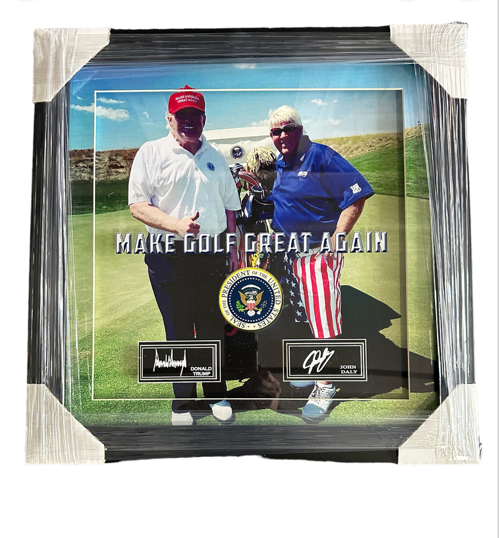 Donald Trump & John Daly - "Make Golf Great Again" Facsimile Framed Photo