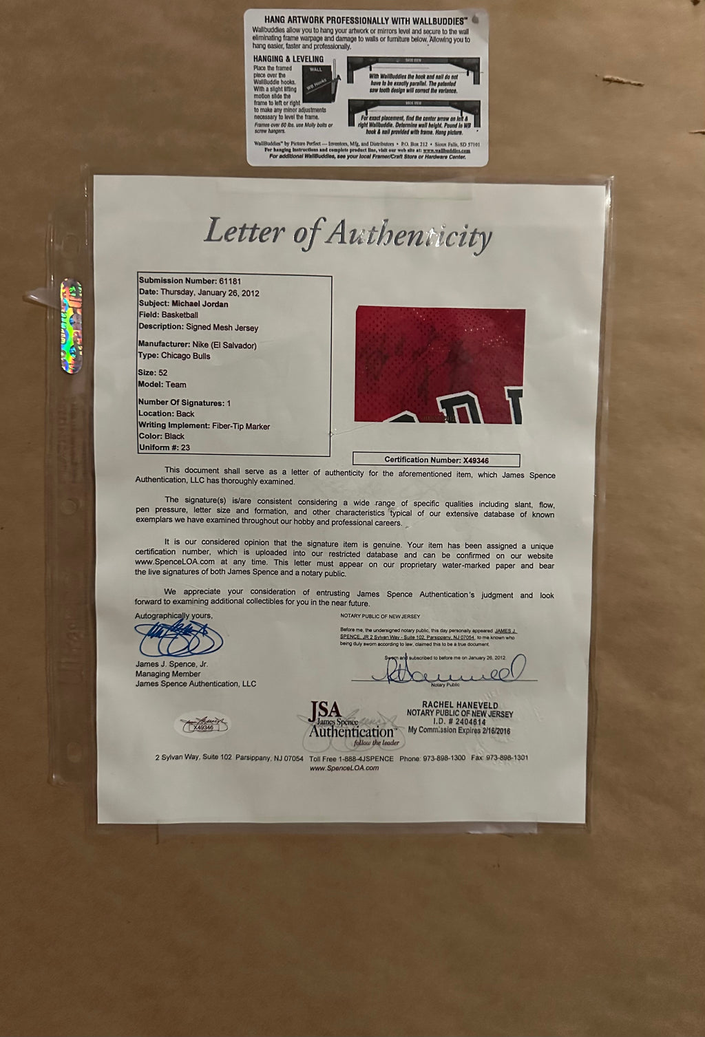 Chicago Bulls - Michael Jordan Autographed Framed Jersey with cards